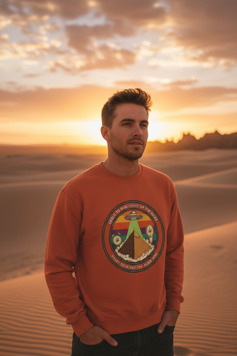 Alien Pyramid Crewneck Orange — Desert Sunset Lifestyle