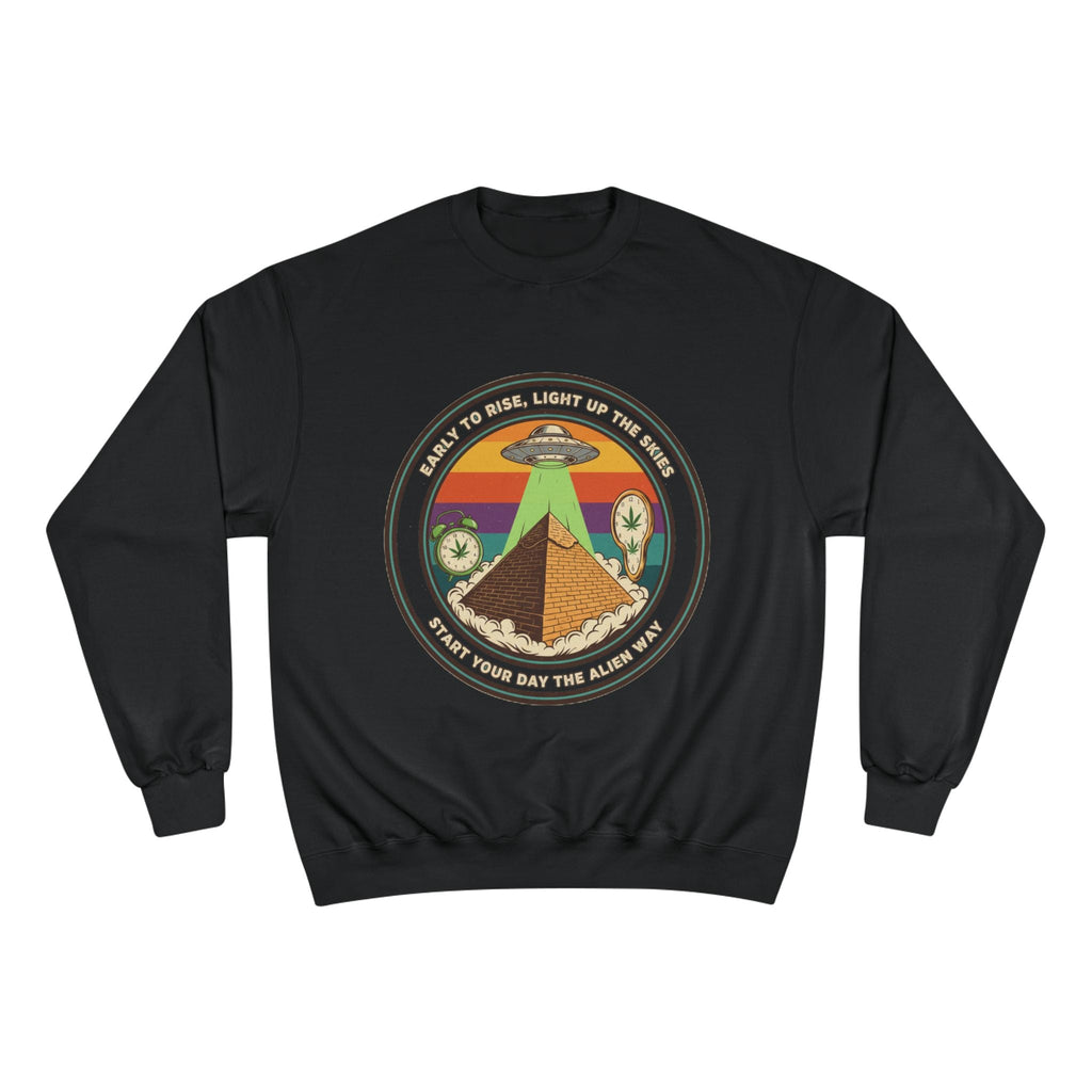 Alien Pyramid Crewneck Sweatshirt – Retro UFO Graphic Printify