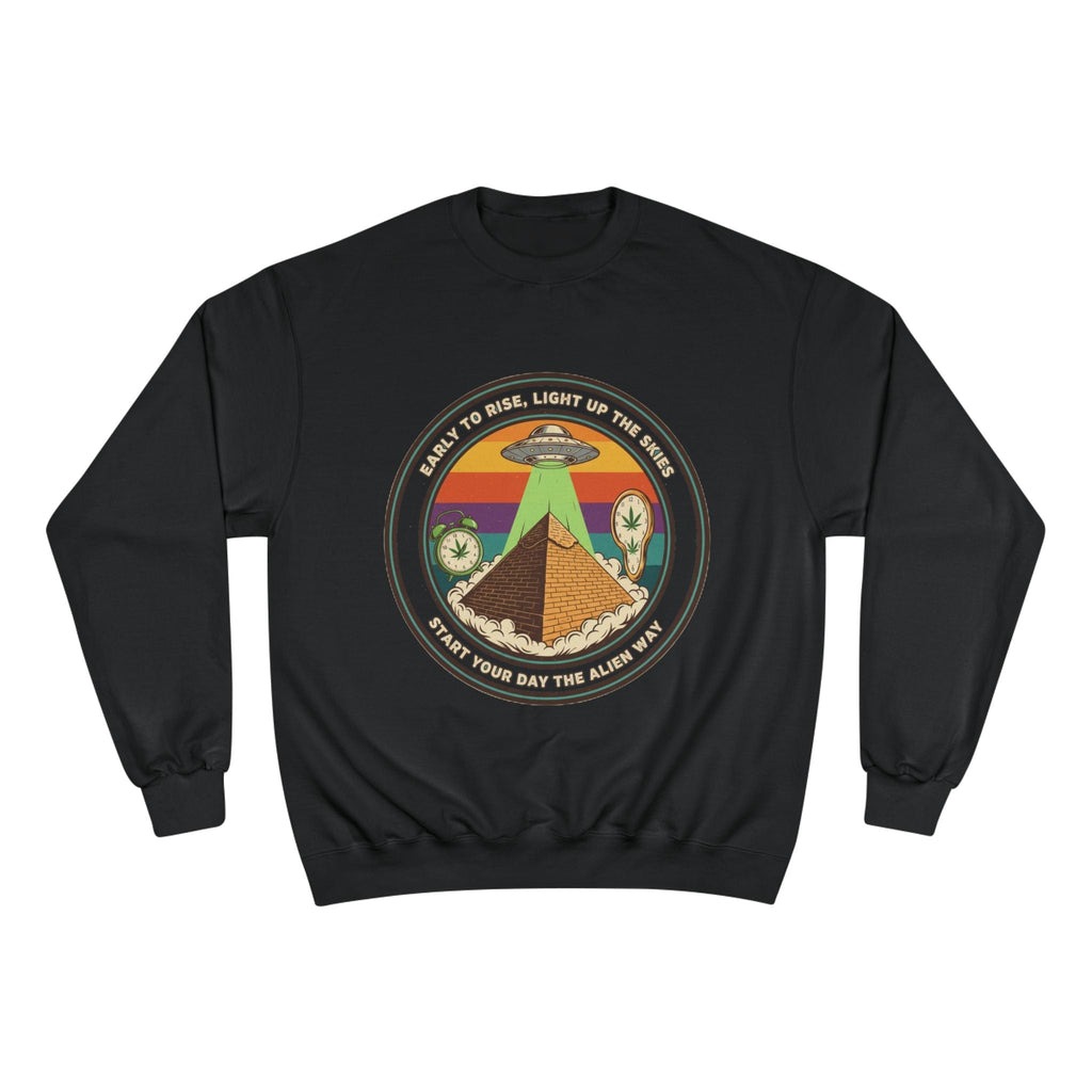 Alien Pyramid Crewneck Sweatshirt – Retro UFO Graphic Printify