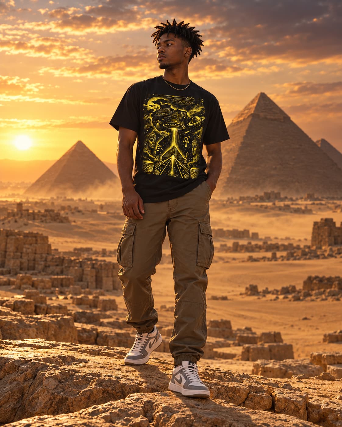 Alien Pyramid UFO T-Shirt — Retro Sci-Fi Graphic Tee