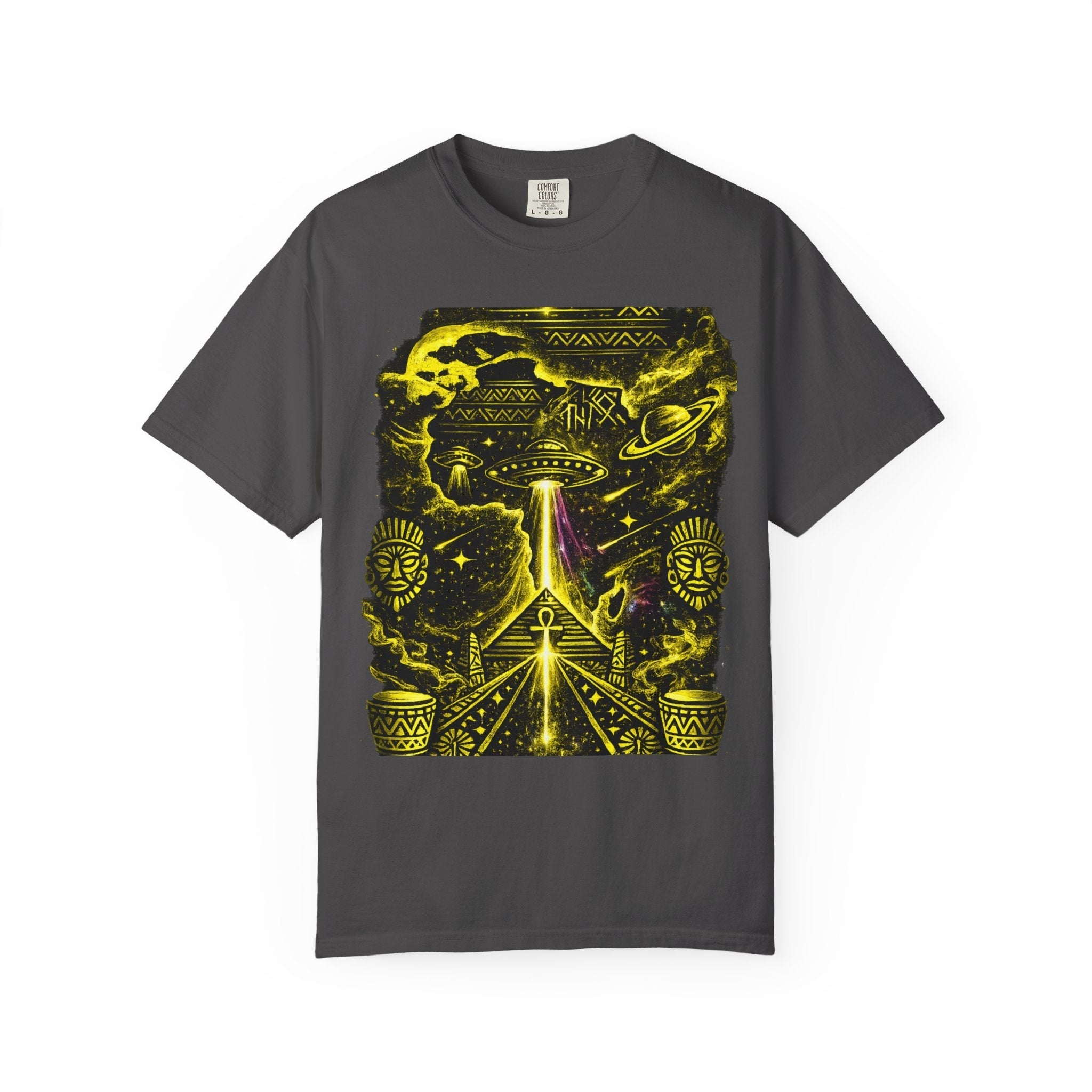 Alien Pyramid Tee — Retro Sci‑Fi UFO Graphic T-Shirt Printify