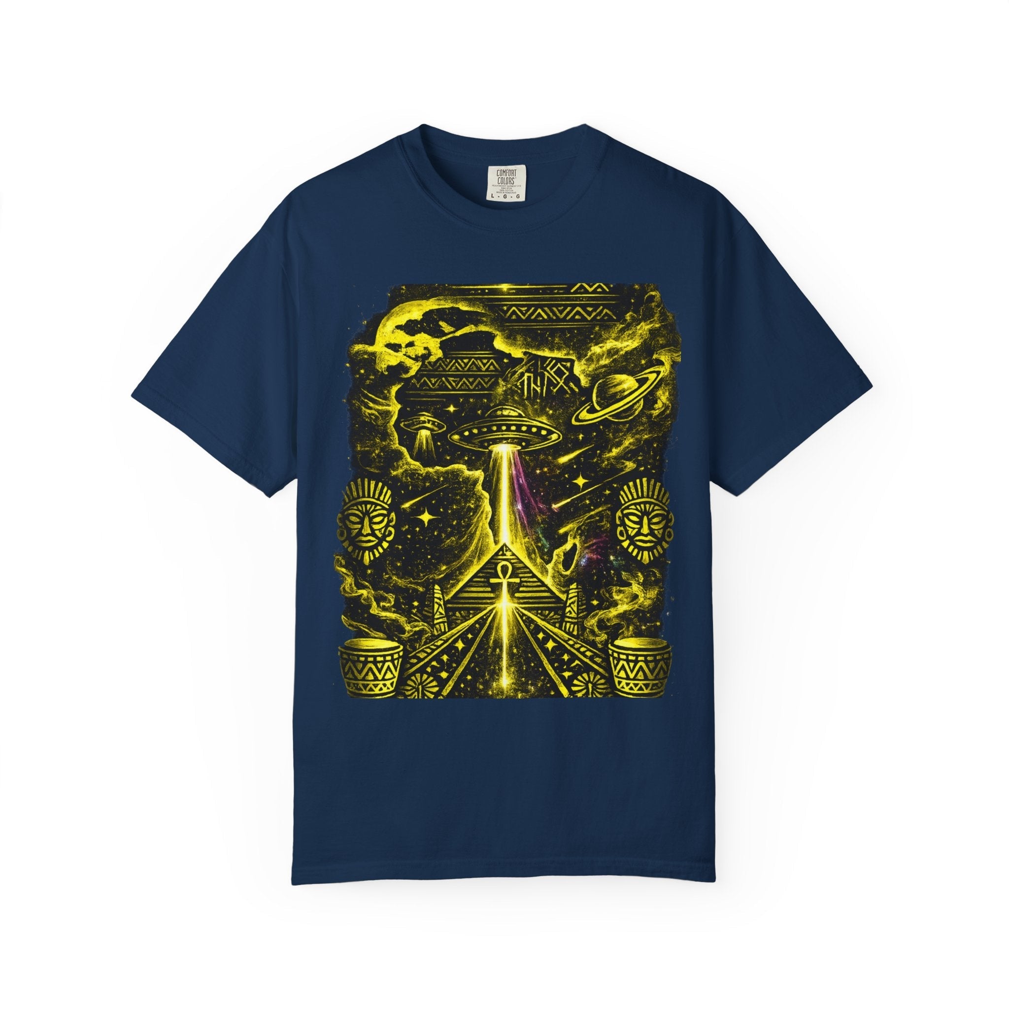 Alien Pyramid Tee — Retro Sci‑Fi UFO Graphic T-Shirt Printify