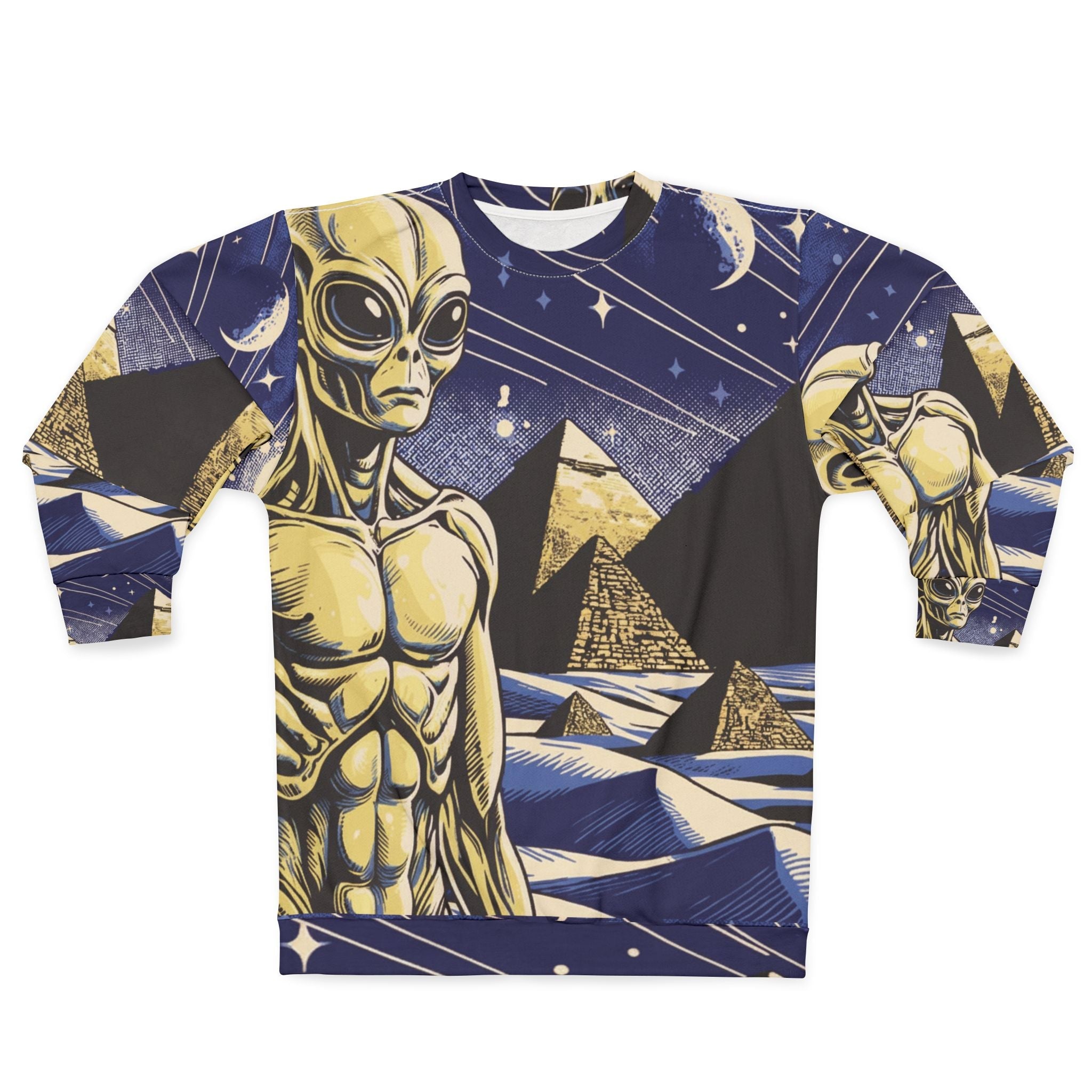 Alien Pyramid Unisex Sweatshirt – Cosmic Sci-Fi Streetwear Printify