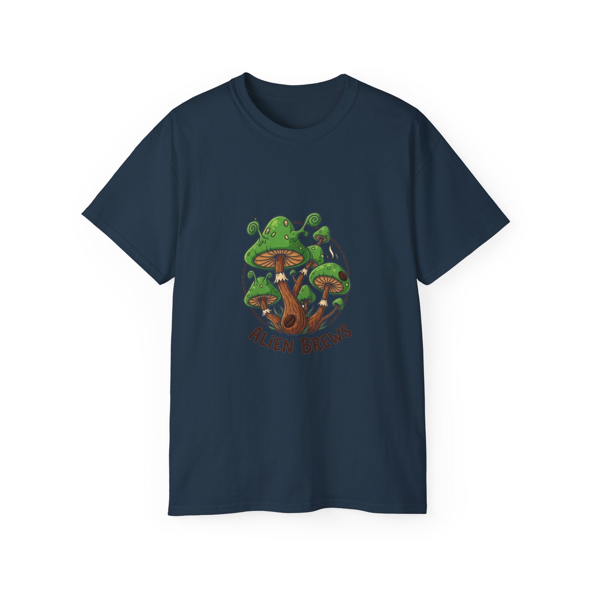 Alien  Mushroom T-Shirt – Retro Green Mushroom Graphic Tee Printify