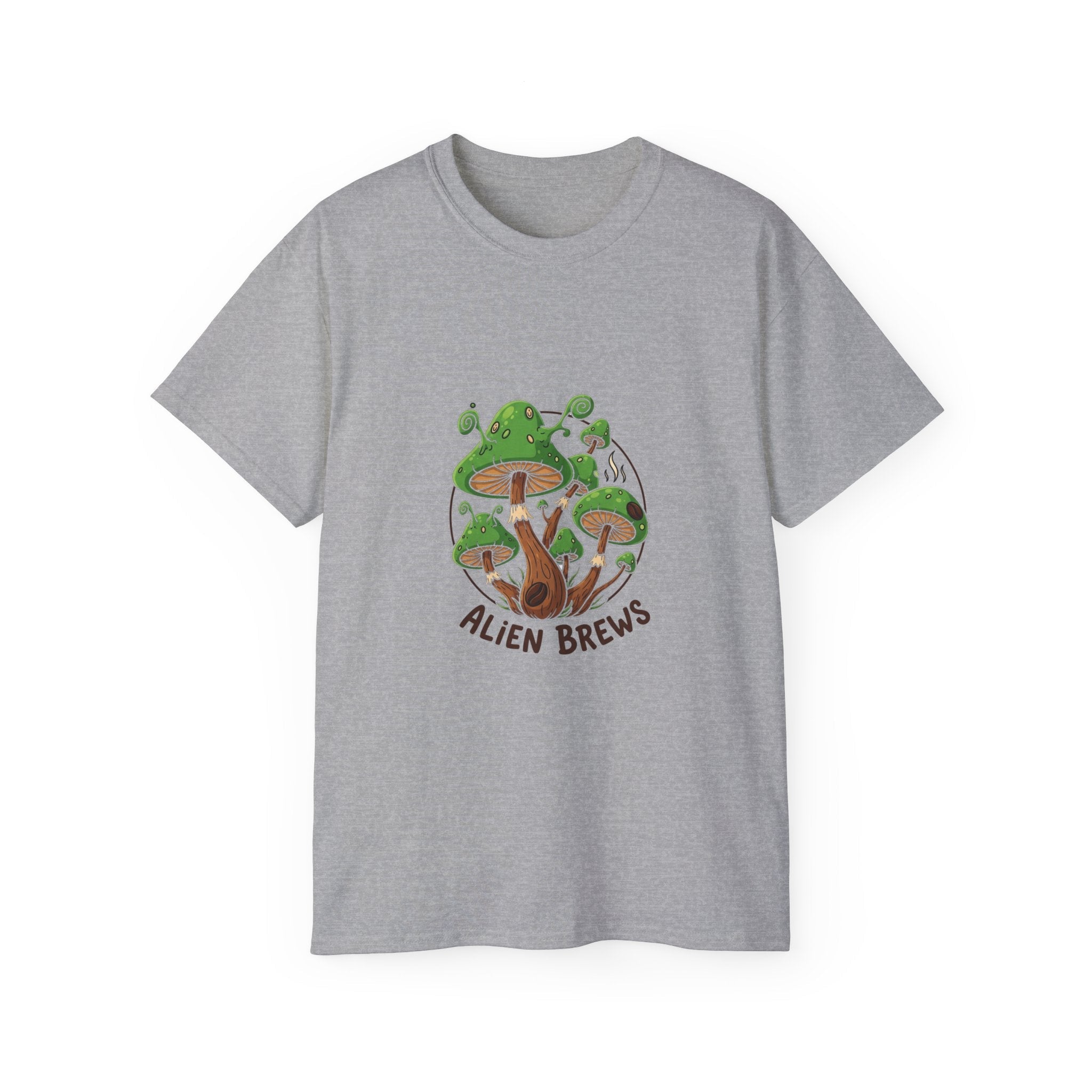 Alien  Mushroom T-Shirt – Retro Green Mushroom Graphic Tee Printify
