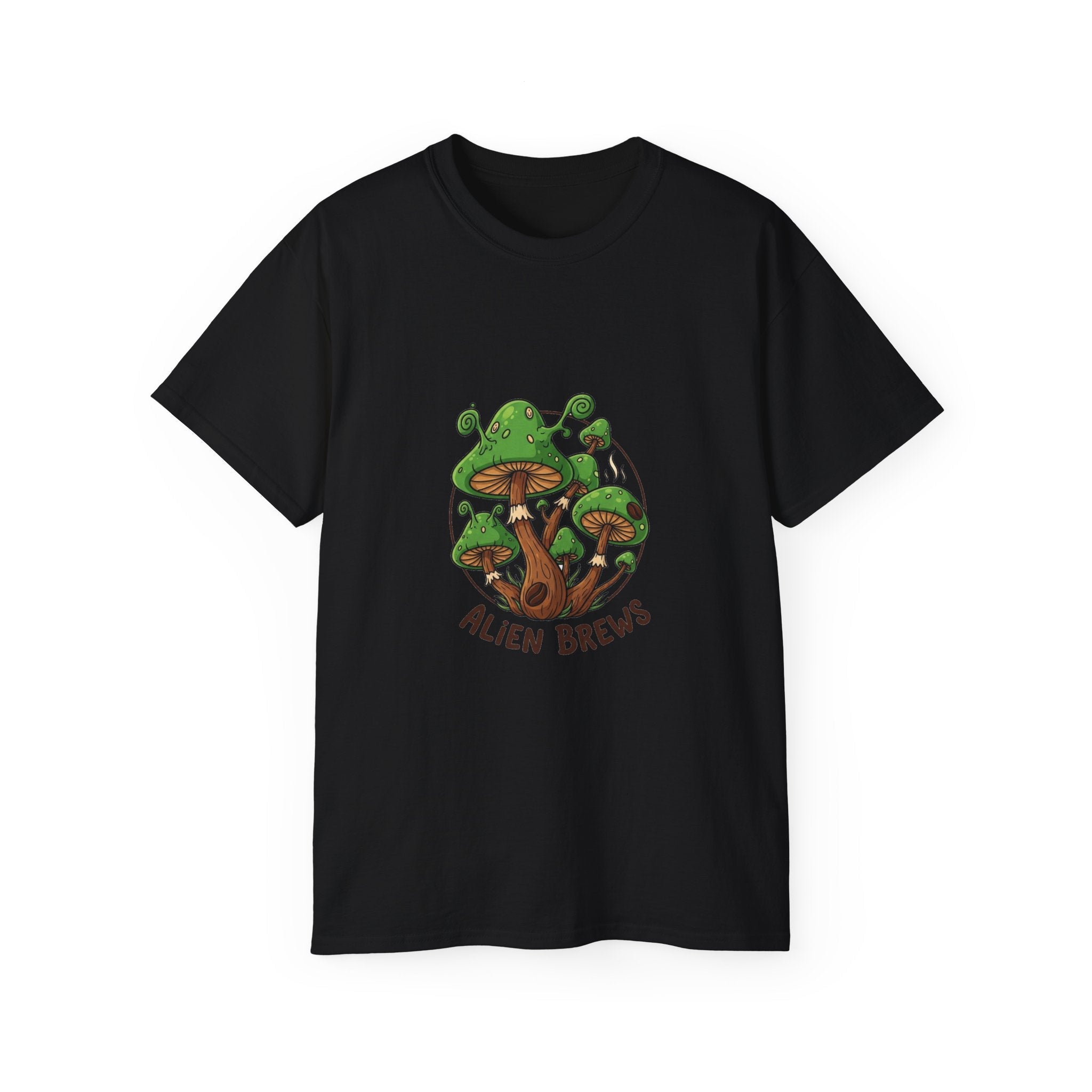 Alien  Mushroom T-Shirt – Retro Green Mushroom Graphic Tee Printify