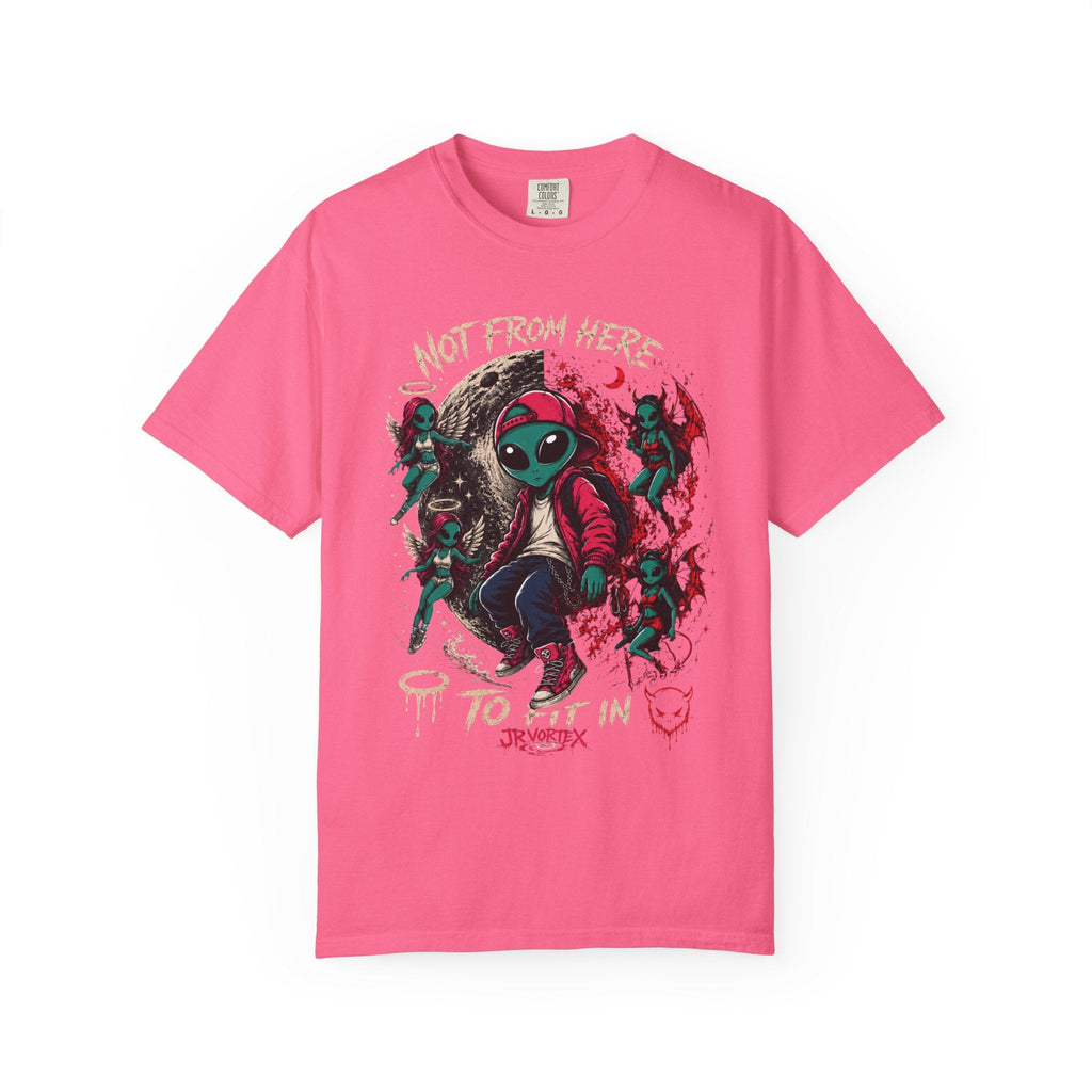 Alien Skateboard Tee — "Not From Here" Graphic T-Shirt