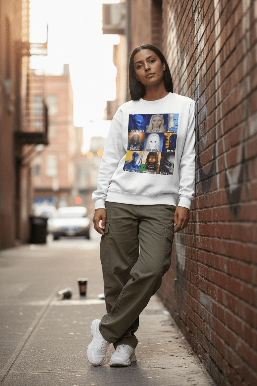 White sweatshirt lifestyle image