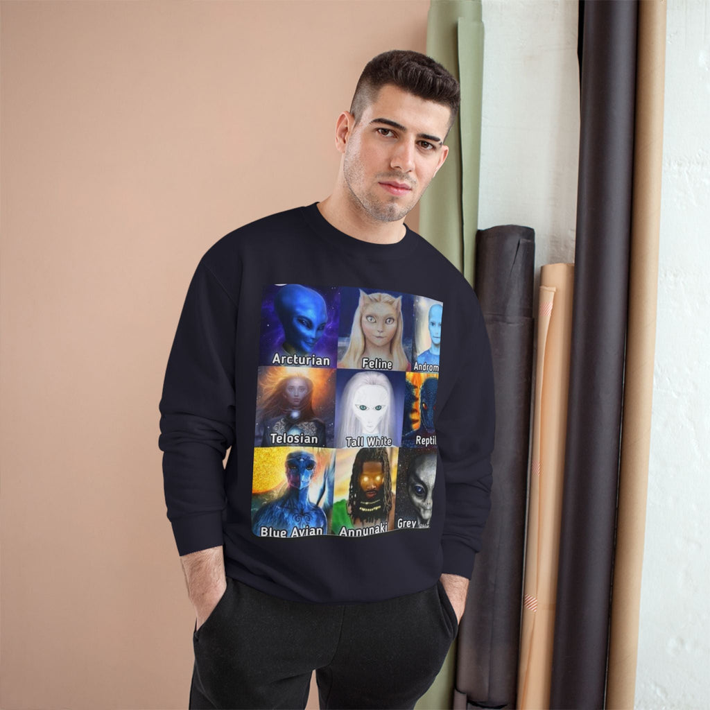 Alien Species Champion Sweatshirt - Unisex UFO Graphic Apparel Printify