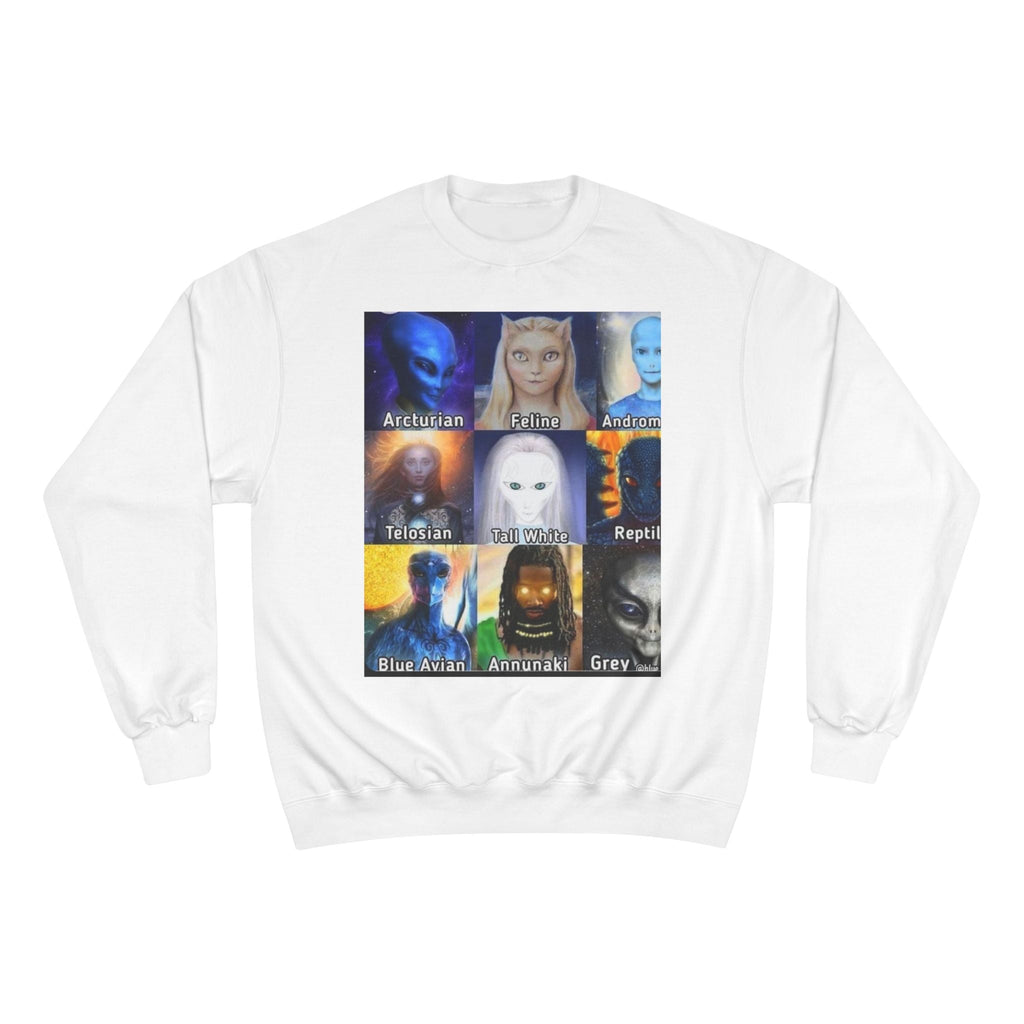 Alien Species Champion Sweatshirt - Unisex UFO Graphic Apparel Printify