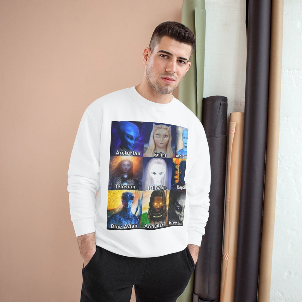 Alien Species Champion Sweatshirt - Unisex UFO Graphic Apparel Printify