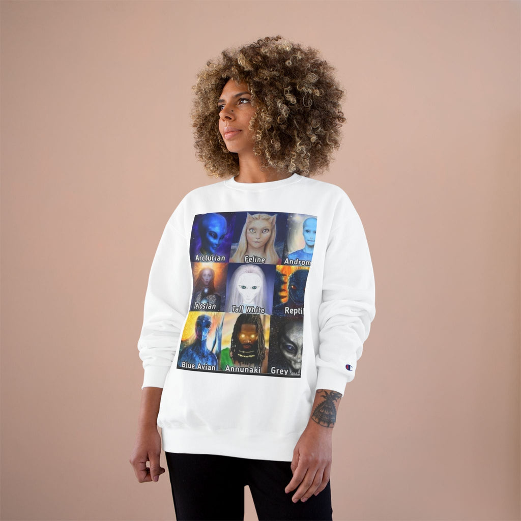 Alien Species Champion Sweatshirt - Unisex UFO Graphic Apparel Printify