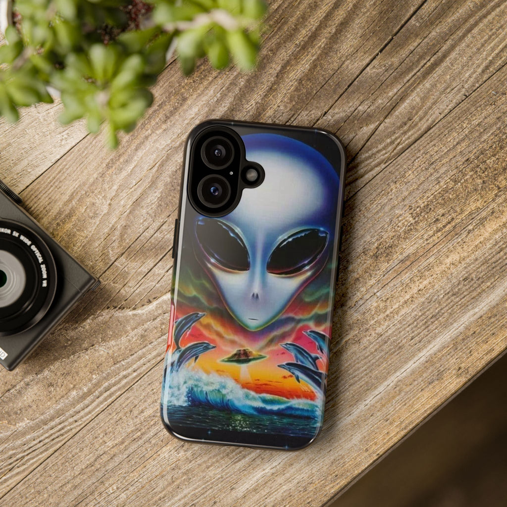 Alien Surf UFO Phone Case — Retro Cosmic Wave iPhone Cover Printify