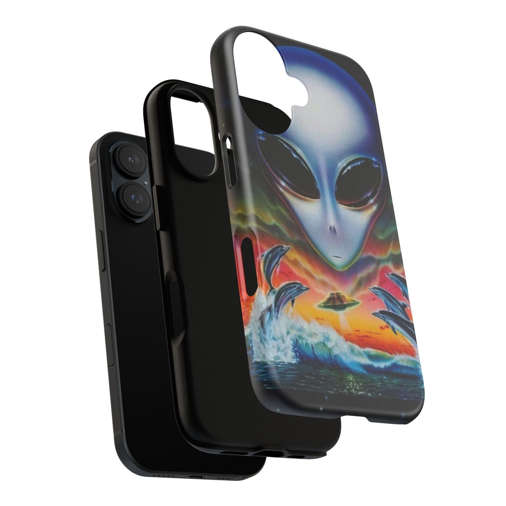 Alien Surf UFO Phone Case — Retro Cosmic Wave iPhone Cover Printify