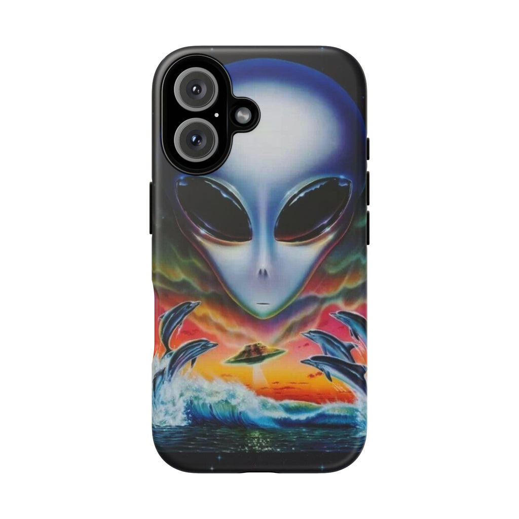 Alien Surf UFO Phone Case — Retro Cosmic Wave iPhone Cover Printify