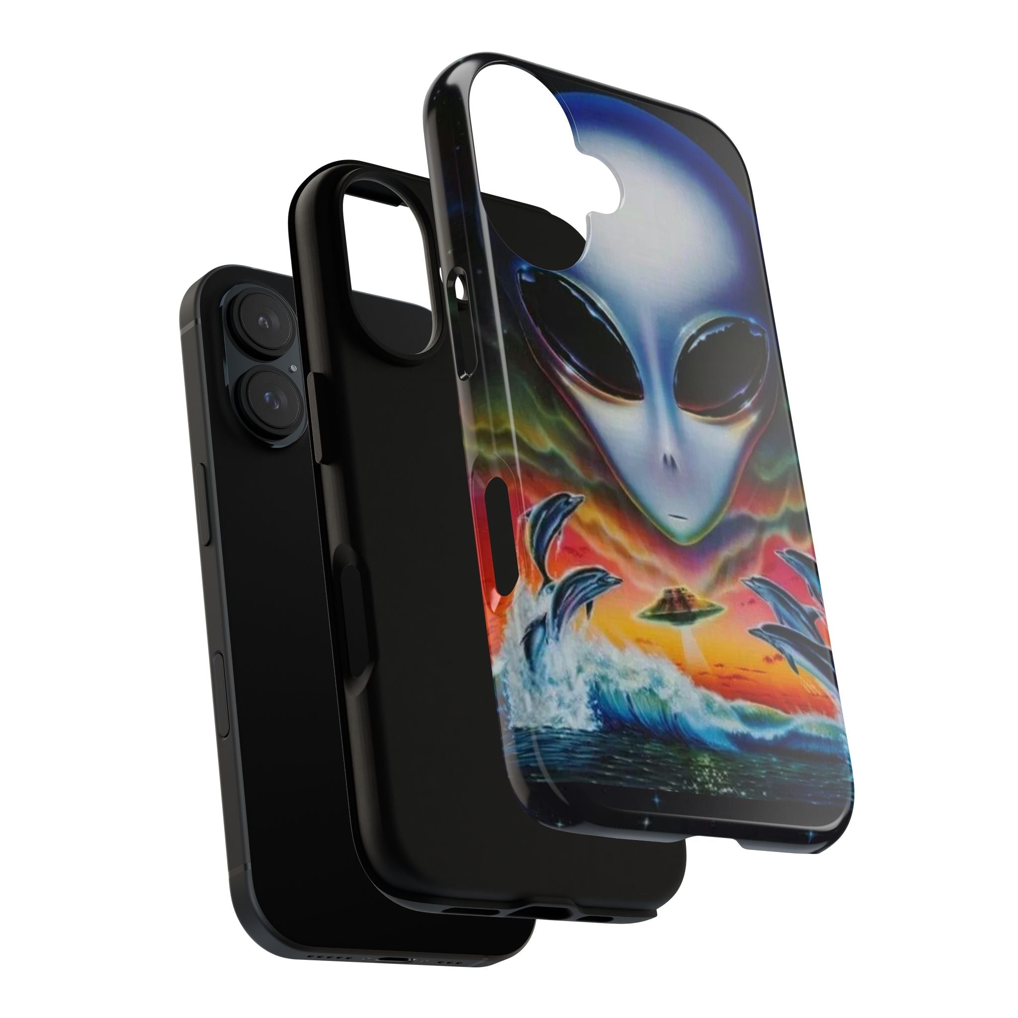 Alien Surf UFO Phone Case — Retro Cosmic Wave iPhone Cover Printify