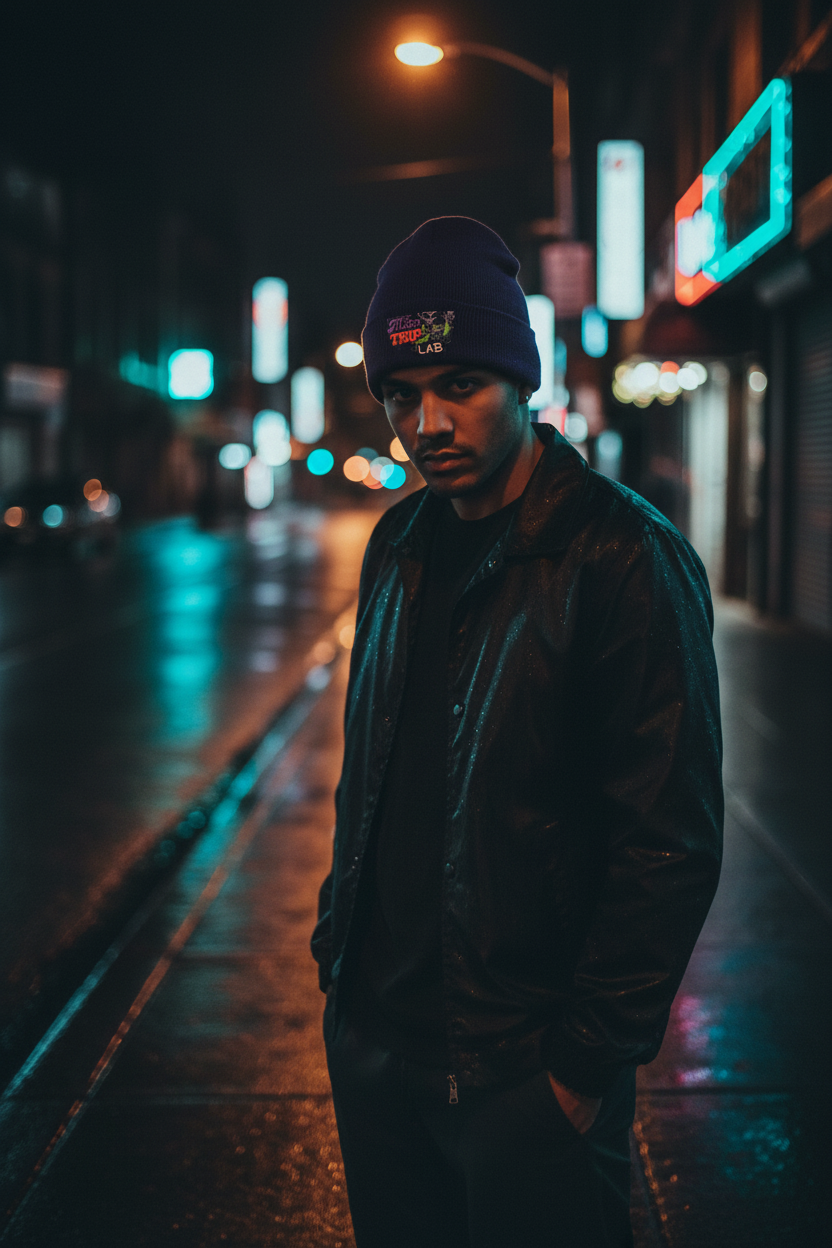 Alien Trip Lab Beanie — Night Moody Urban