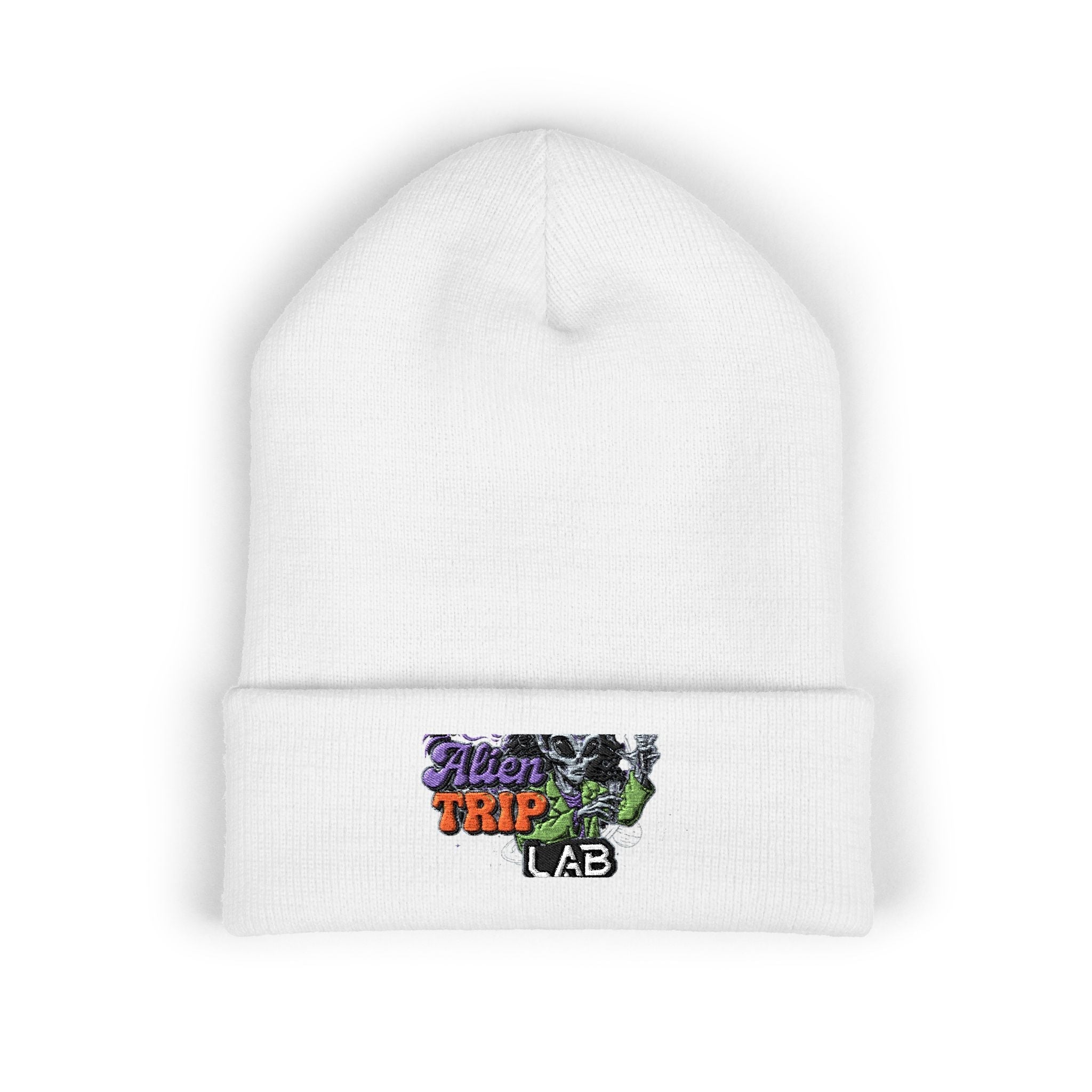 Embroidered 'Trip Lab' Cuffed Beanie — Retro Skate/Streetwear Winter Hat Printify