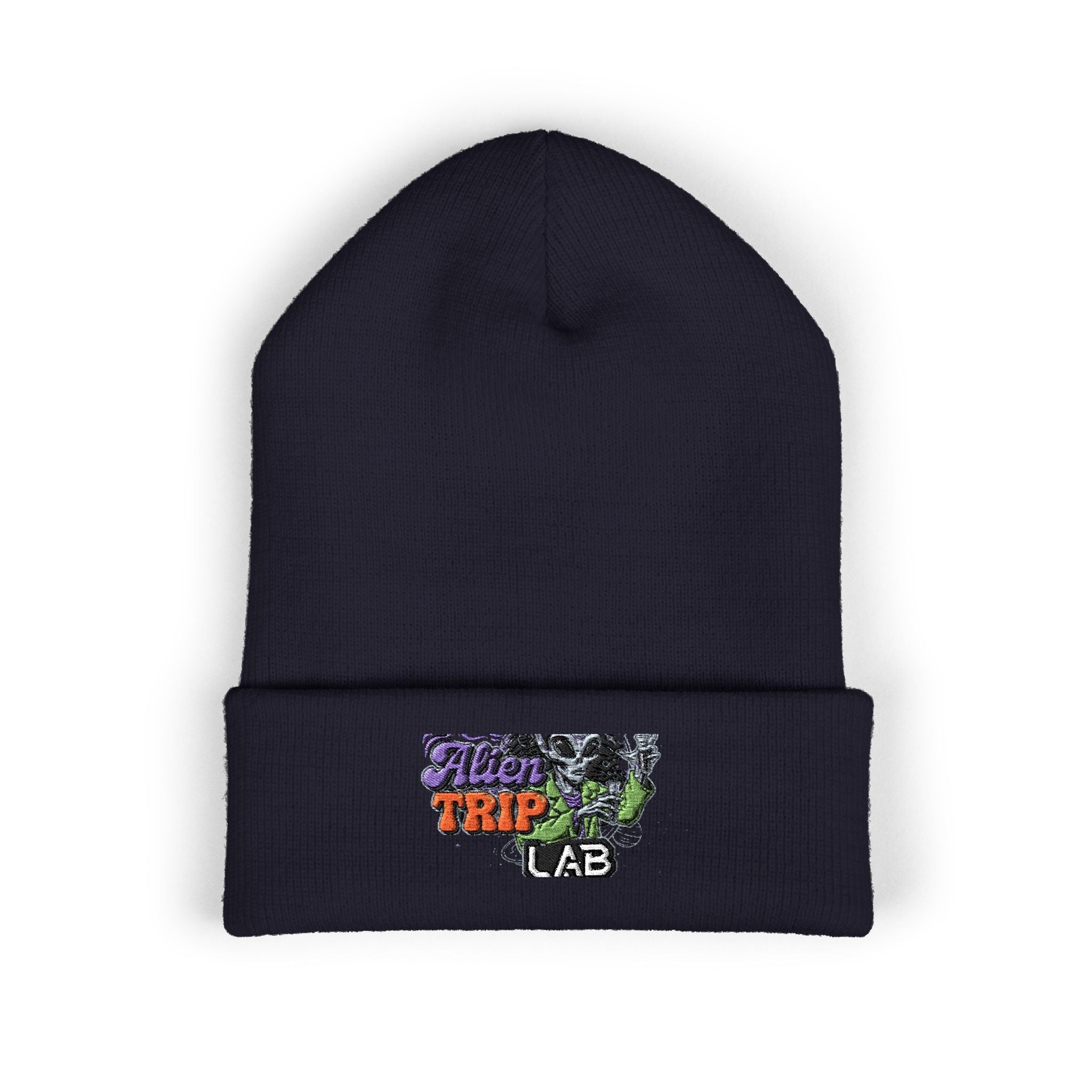 Embroidered 'Trip Lab' Cuffed Beanie — Retro Skate/Streetwear Winter Hat Printify