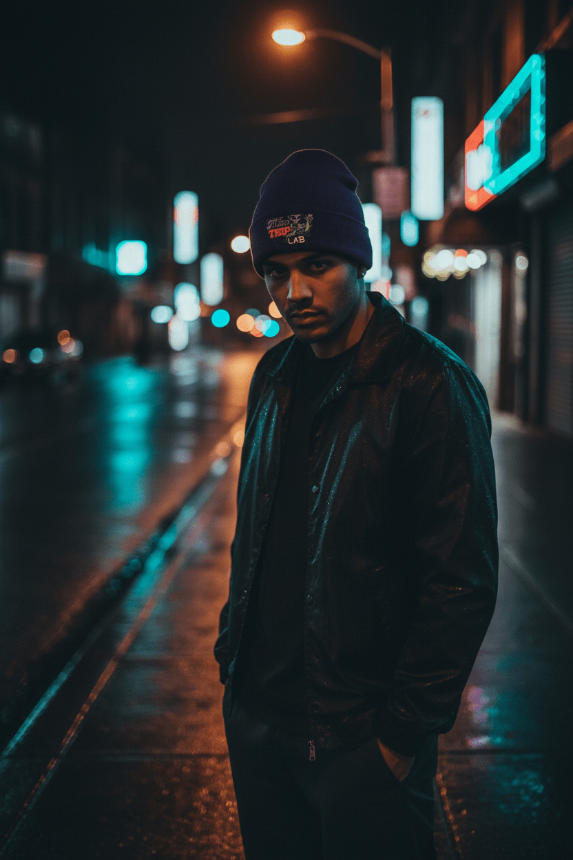 Alien Trip Lab Beanie — Night Moody Urban