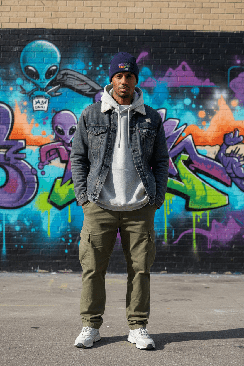 Alien Trip Lab Beanie — Streetwear Winter Fit