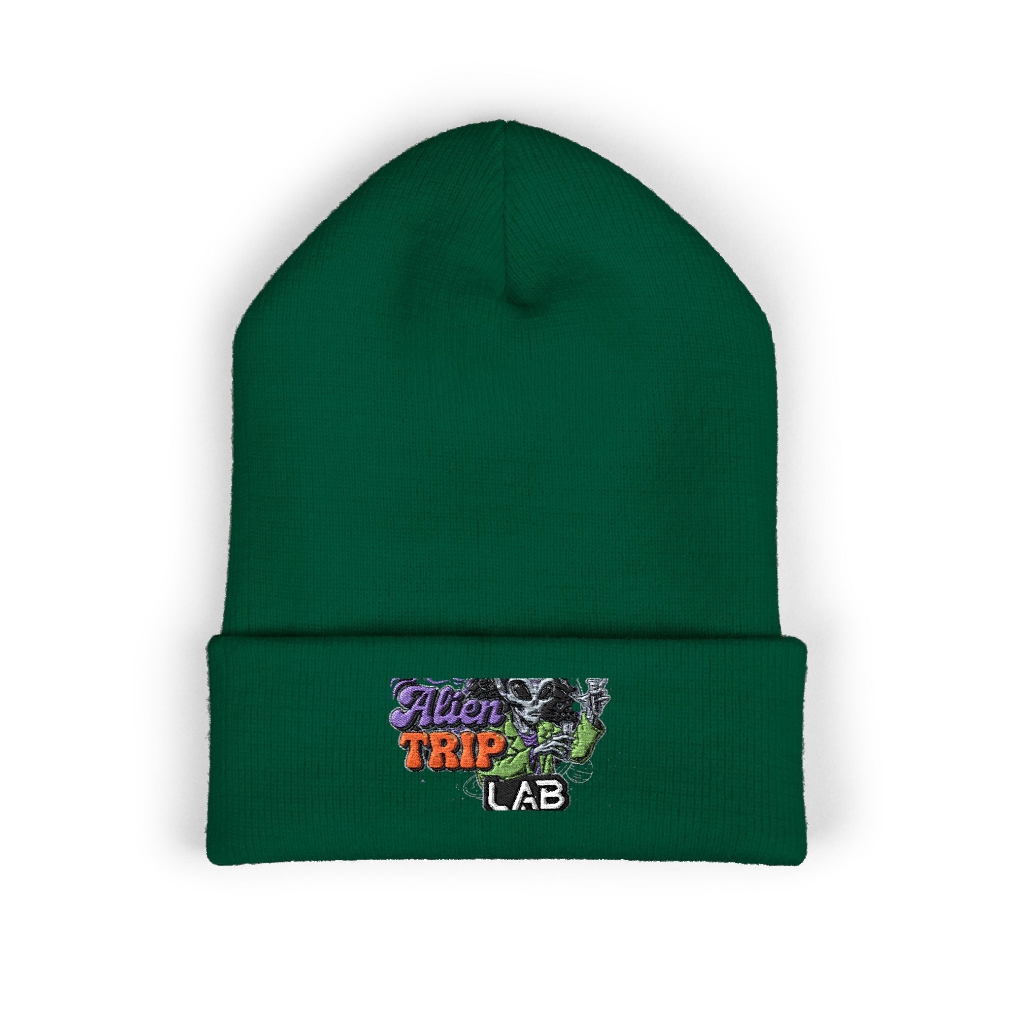 Embroidered 'Trip Lab' Cuffed Beanie — Retro Skate/Streetwear Winter Hat Printify