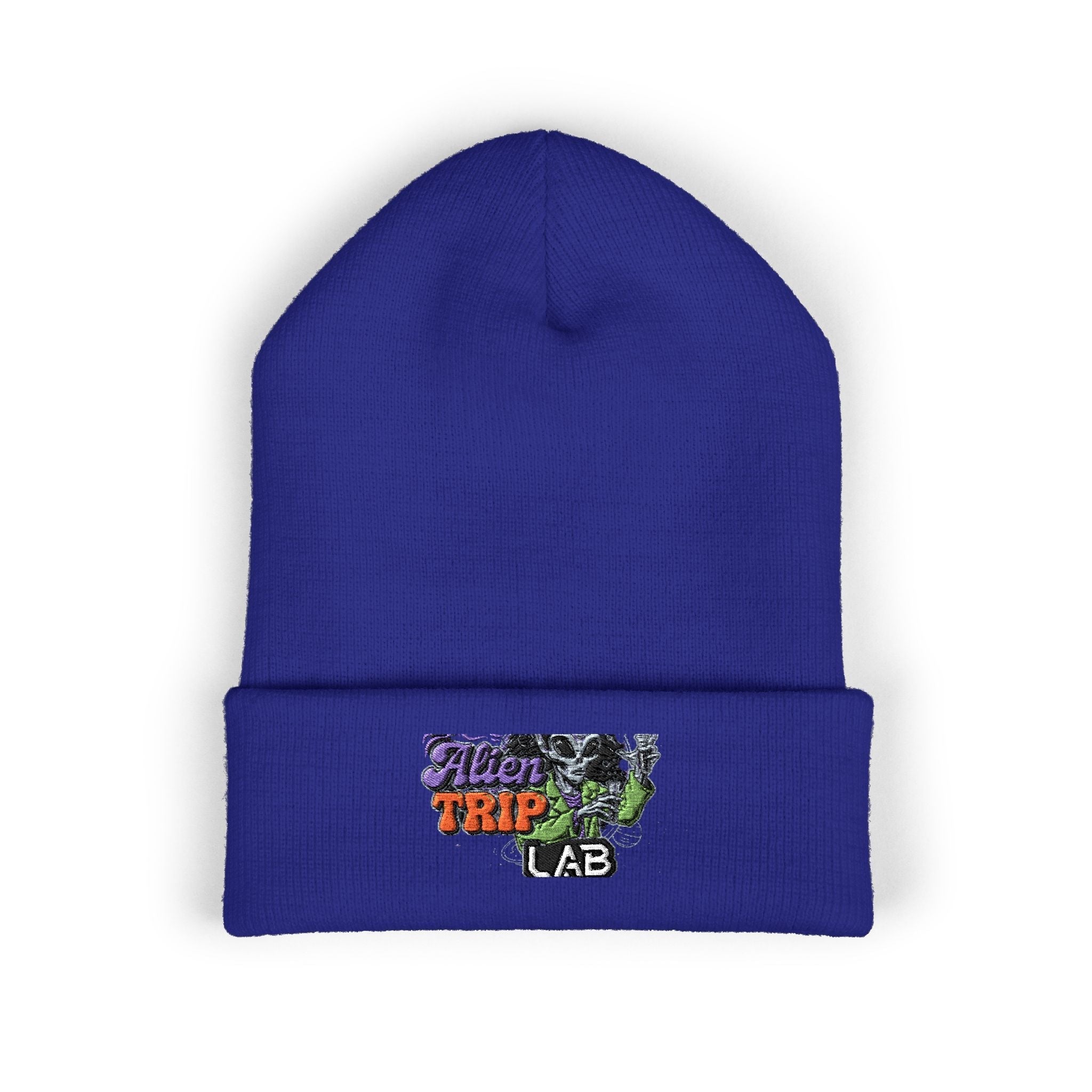 Embroidered 'Trip Lab' Cuffed Beanie — Retro Skate/Streetwear Winter Hat Printify