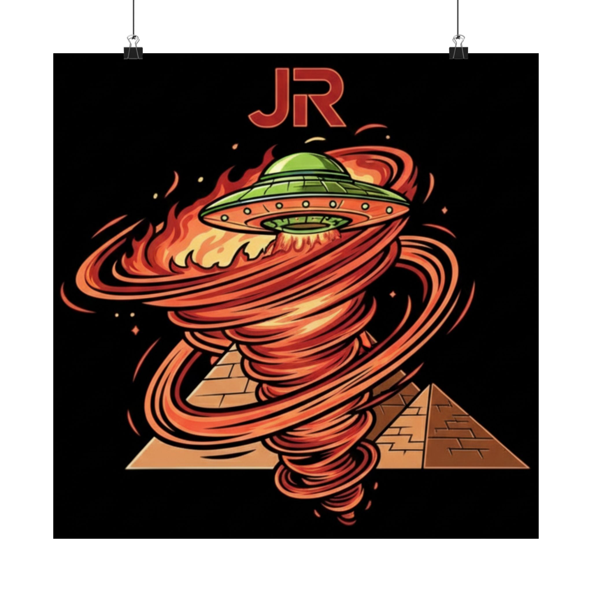 Alien UFO Pyramid Poster Printify