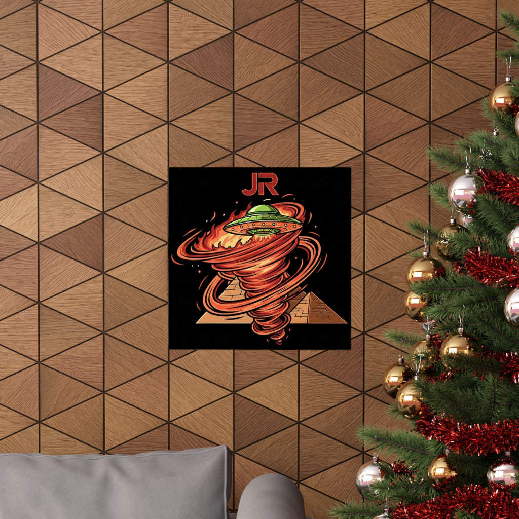 Alien UFO Pyramid Poster Printify