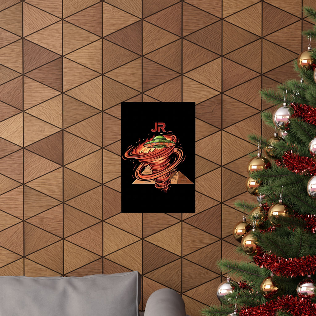 Alien UFO Pyramid Poster Printify
