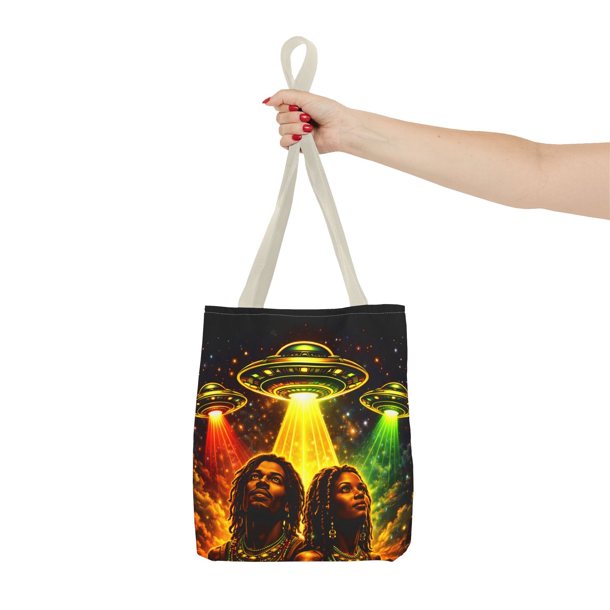 Alien UFO Tote Bag — Cosmic Roots AOP Graphic Tote Printify