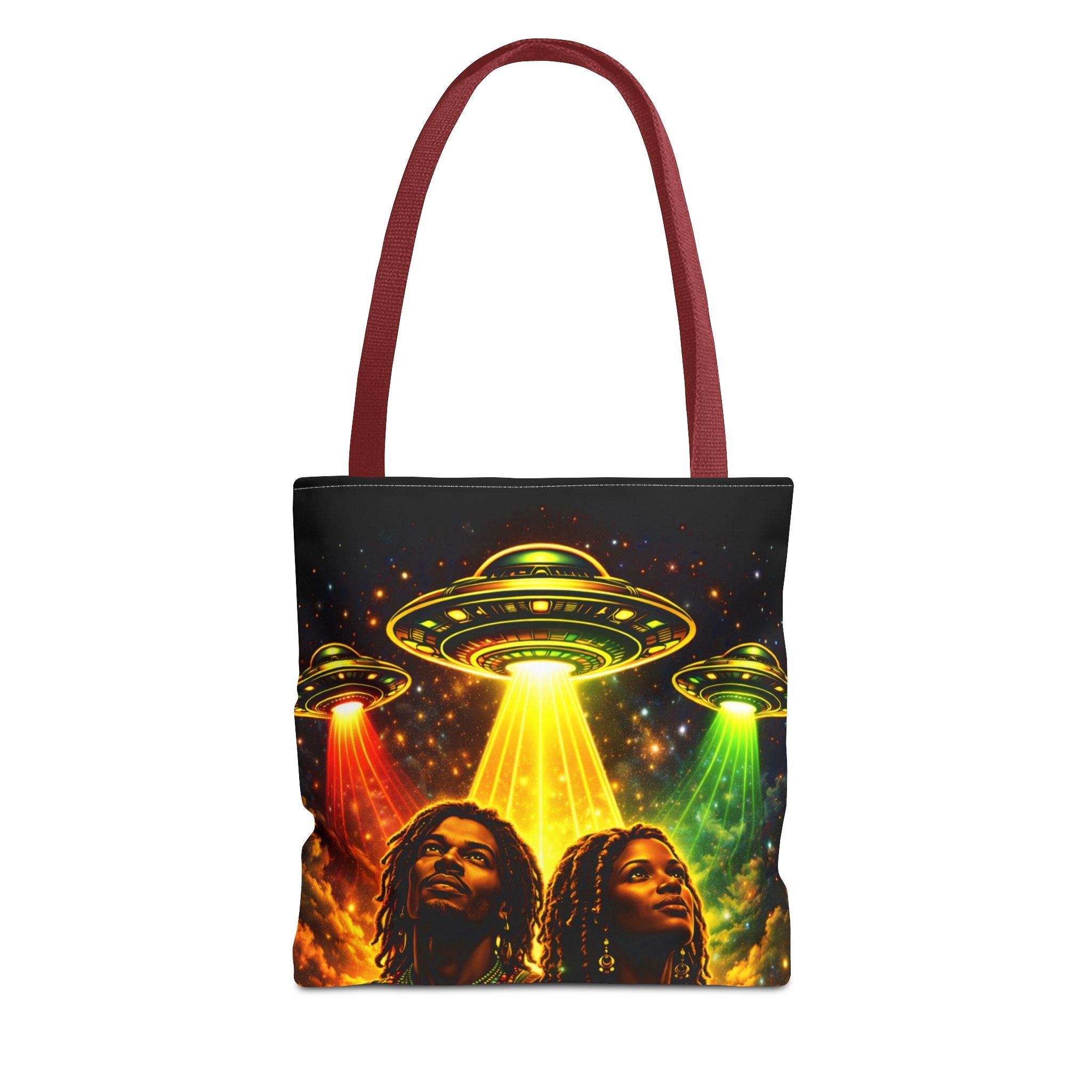 Alien UFO Tote Bag — Cosmic Roots AOP Graphic Tote Printify