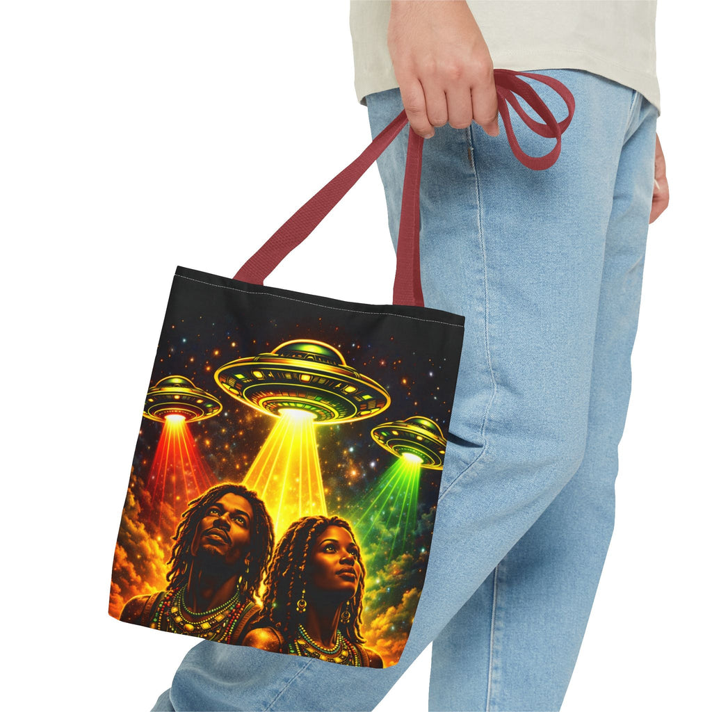 Alien UFO Tote Bag — Cosmic Roots AOP Graphic Tote Printify