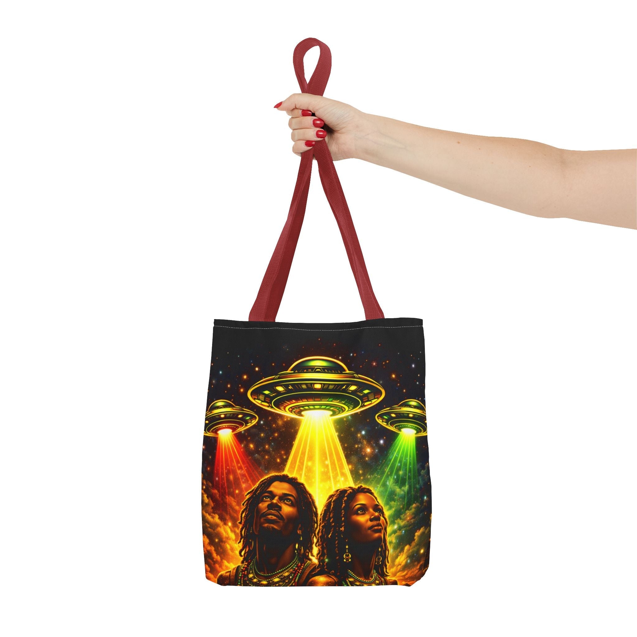 Alien UFO Tote Bag — Cosmic Roots AOP Graphic Tote Printify