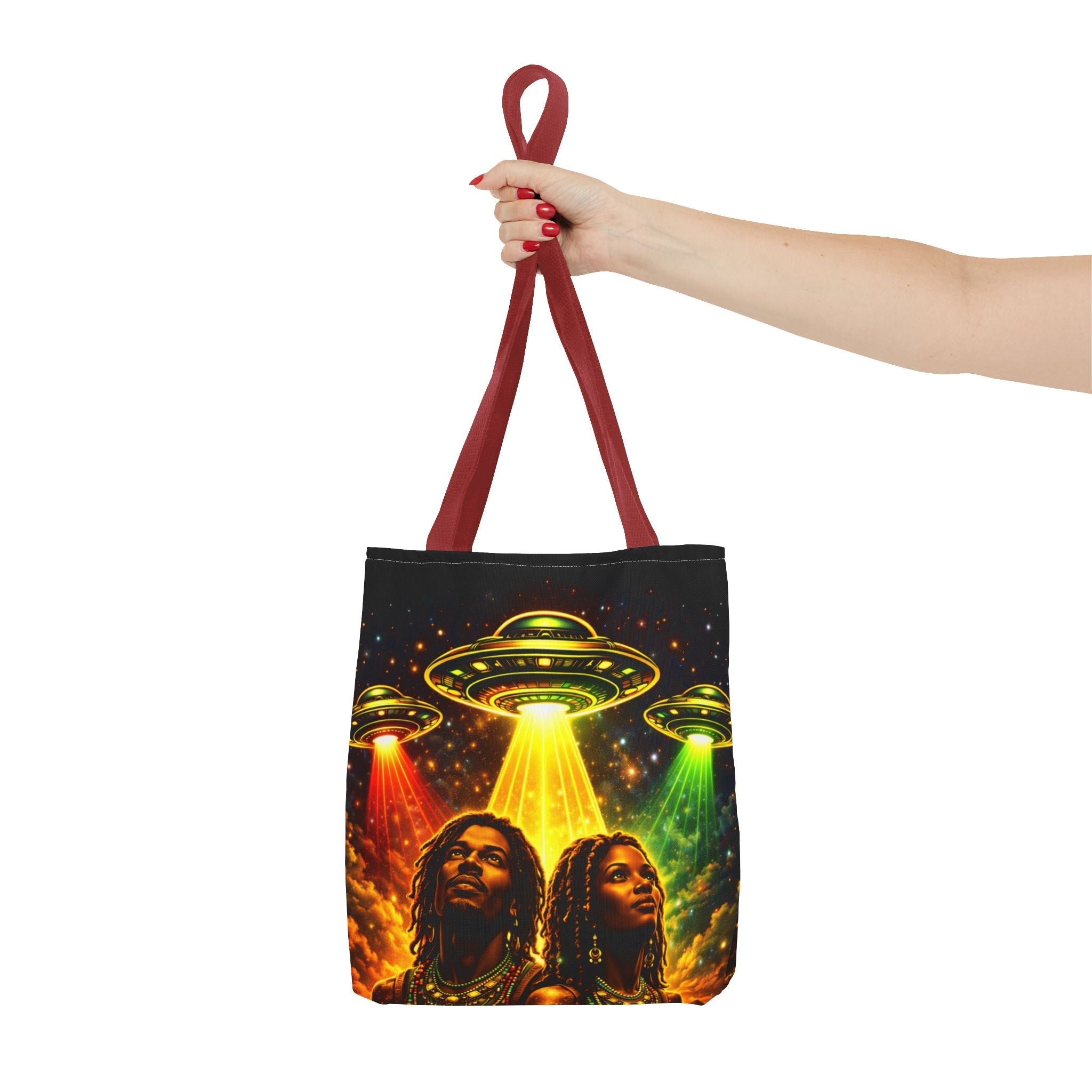 Alien UFO Tote Bag — Cosmic Roots AOP Graphic Tote Printify