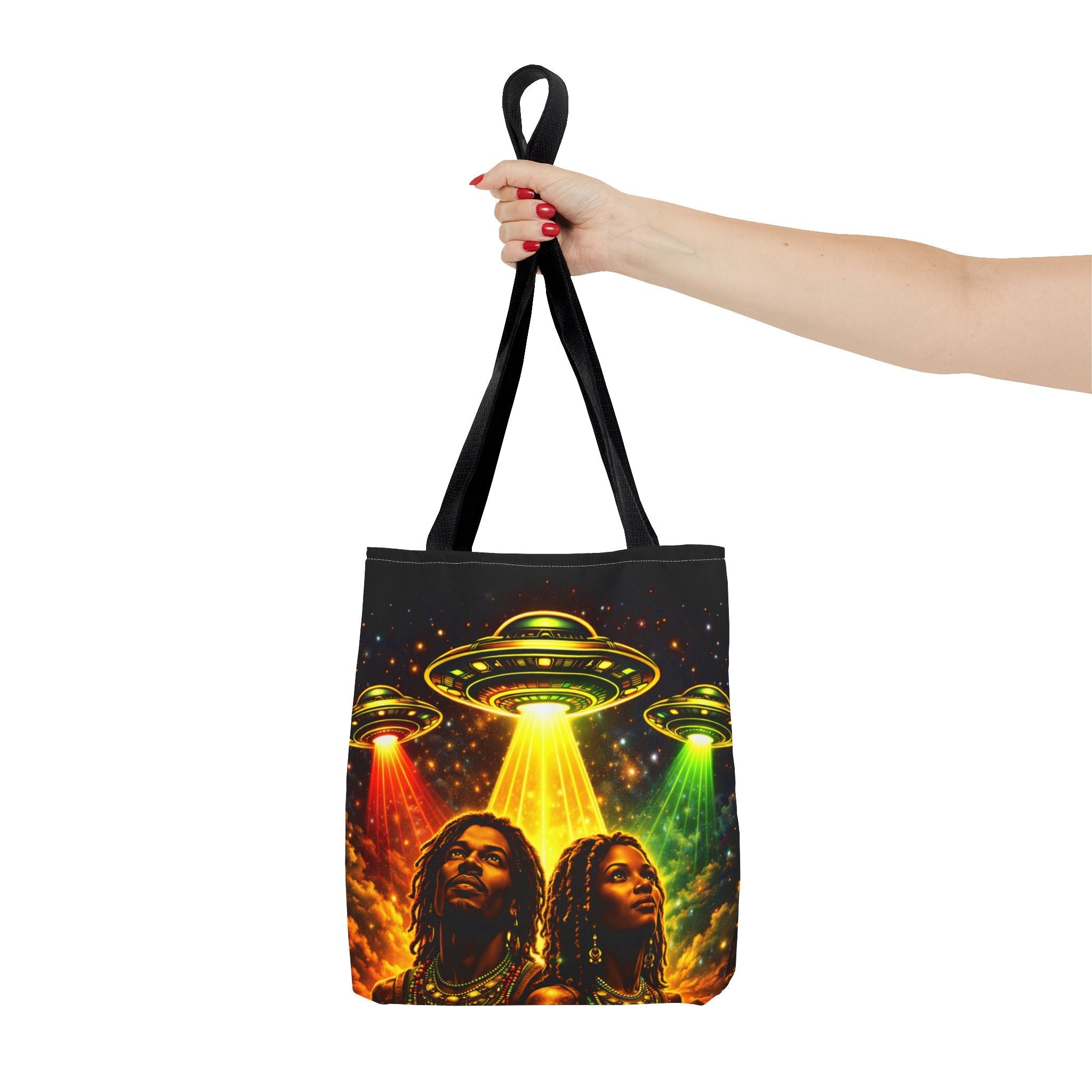 Alien UFO Tote Bag — Cosmic Roots AOP Graphic Tote Printify