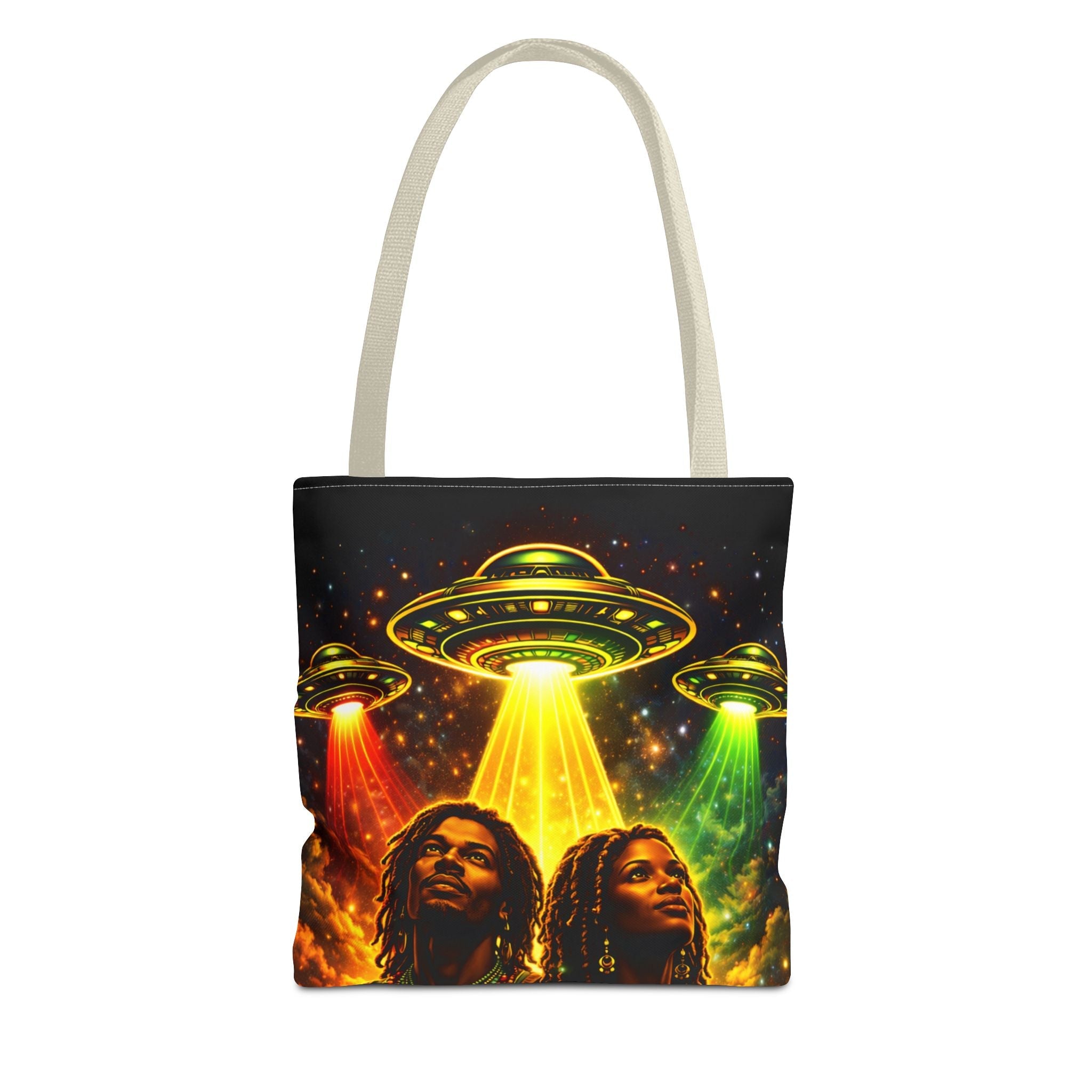 Alien UFO Tote Bag — Cosmic Roots AOP Graphic Tote Printify