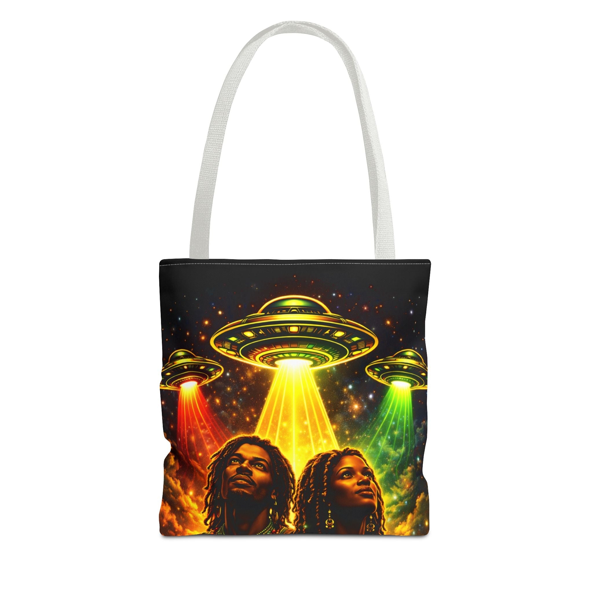 Alien UFO Tote Bag — Cosmic Roots AOP Graphic Tote Printify
