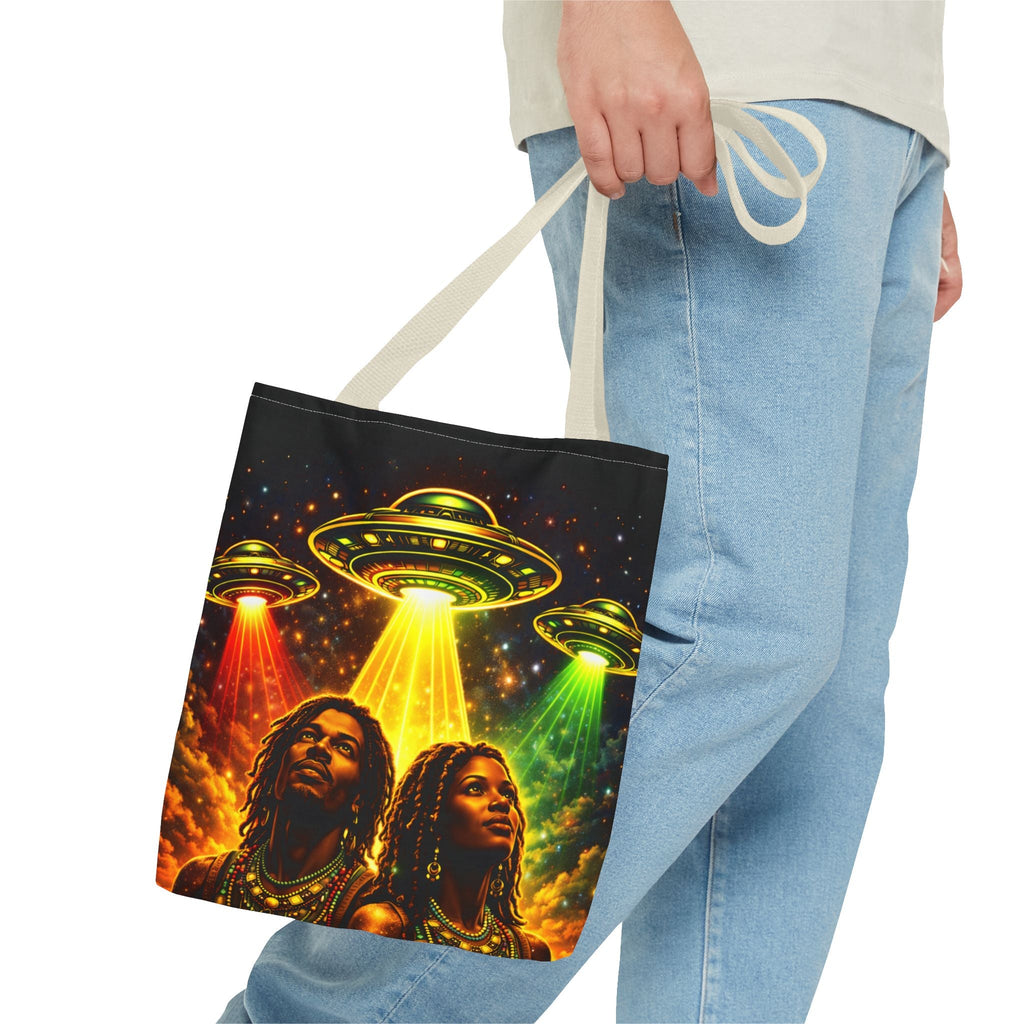 Alien UFO Tote Bag — Cosmic Roots AOP Graphic Tote Printify