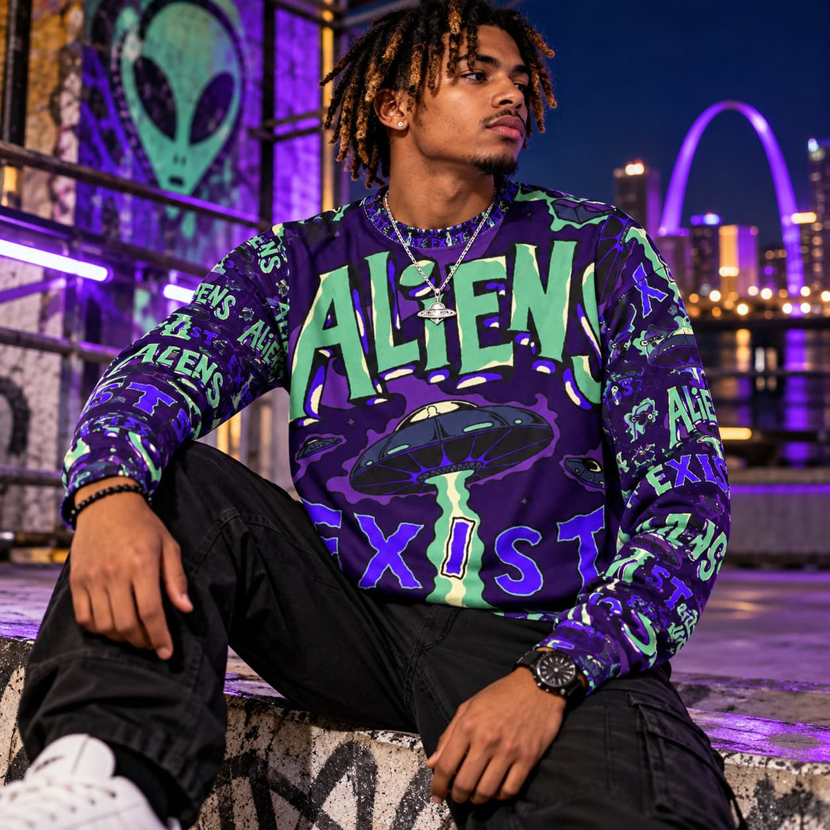 Alien Utopia – Aliens Exist AOP Sweatshirt