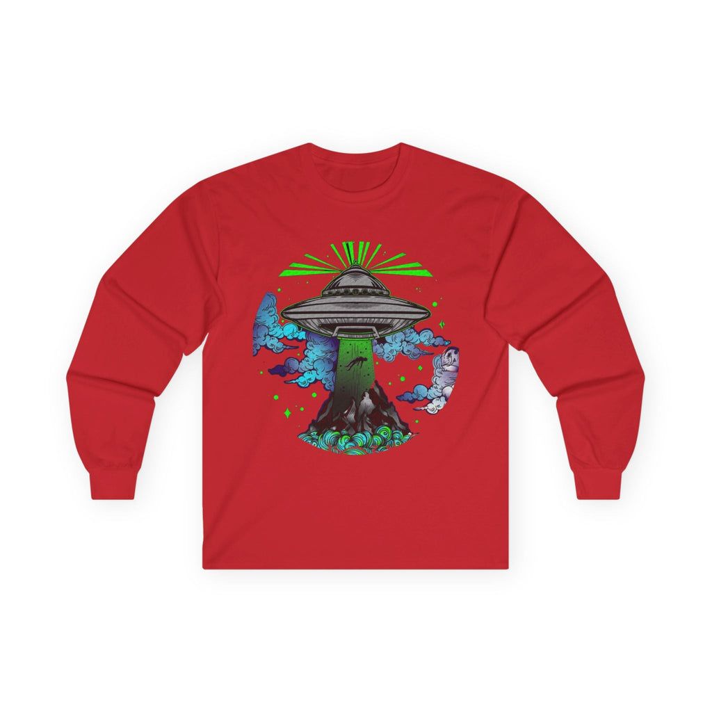 “Alien Utopia – UFO Ascension Long Sleeve Tee” Printify