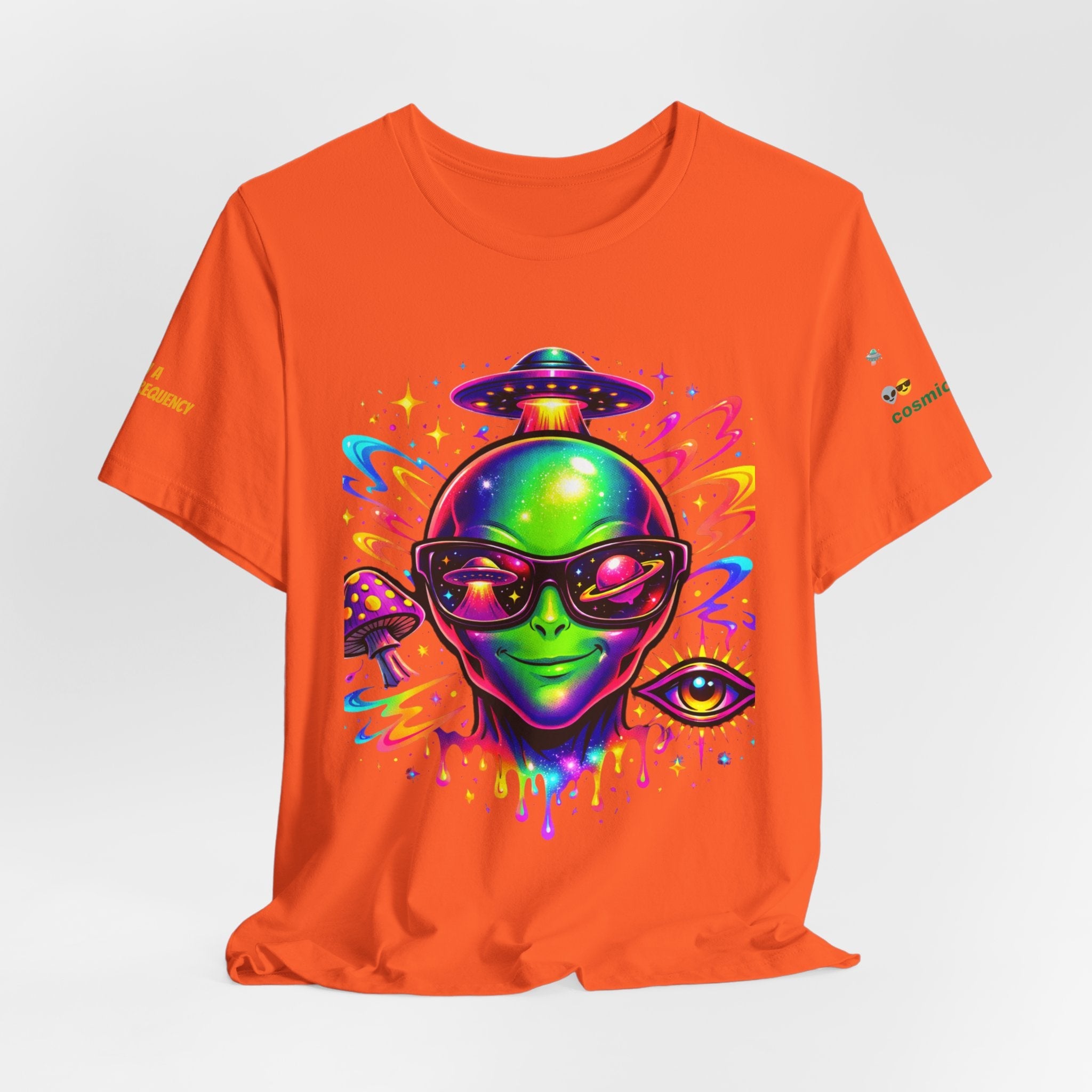 Alien Vibes Graphic Tee — Neon UFO Sunglasses Design Printify