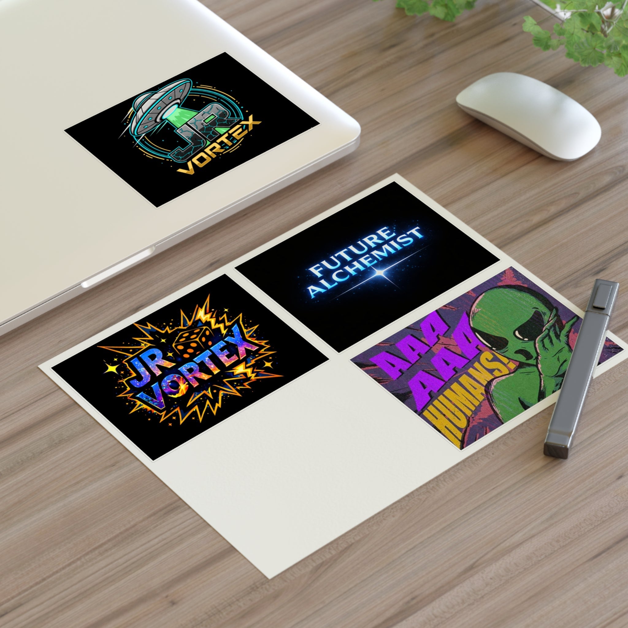 Alien Vibes Sticker Sheets — JR Vortex & PsyGas Neon Sticker Pack Printify