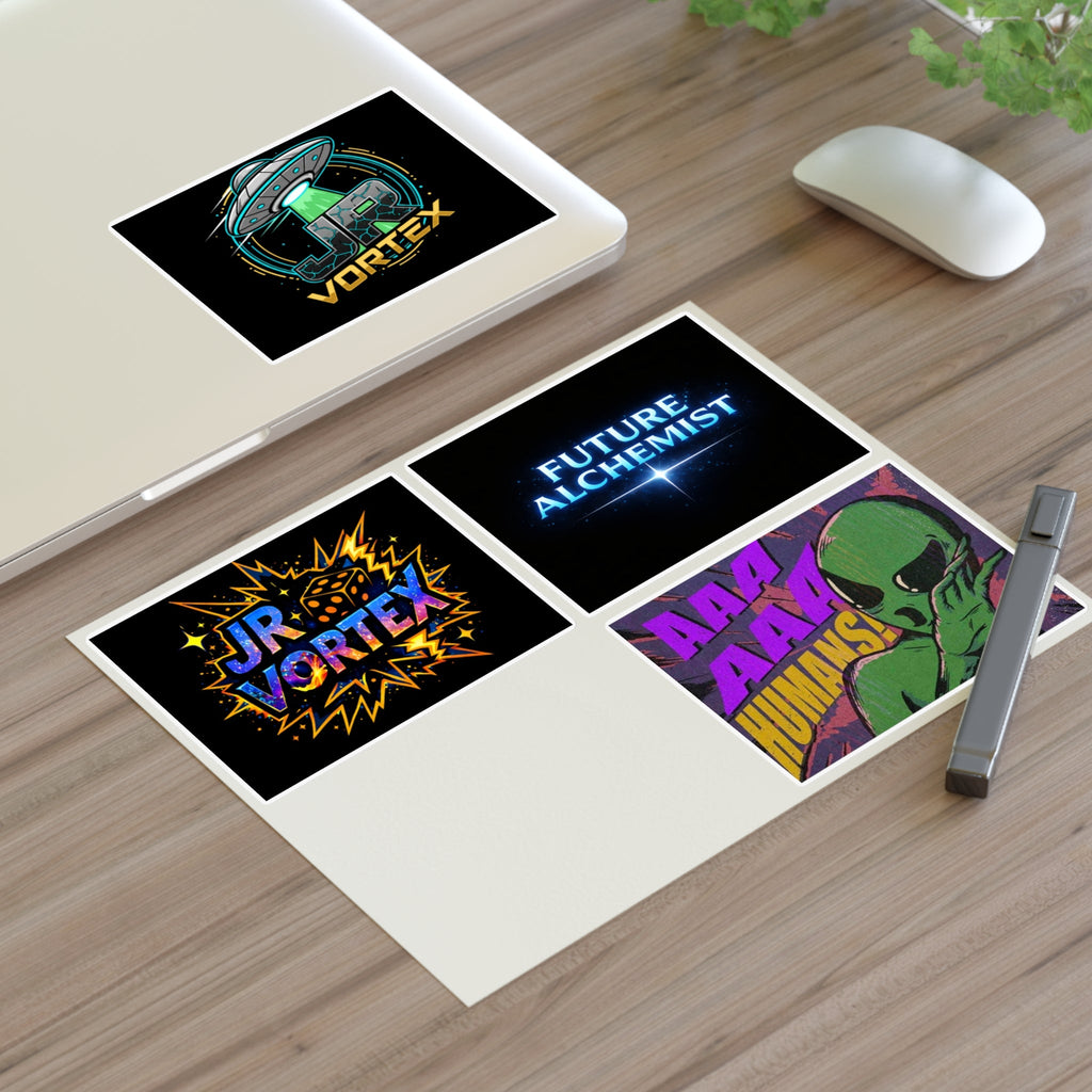 Alien Vibes Sticker Sheets — JR Vortex & PsyGas Neon Sticker Pack Printify