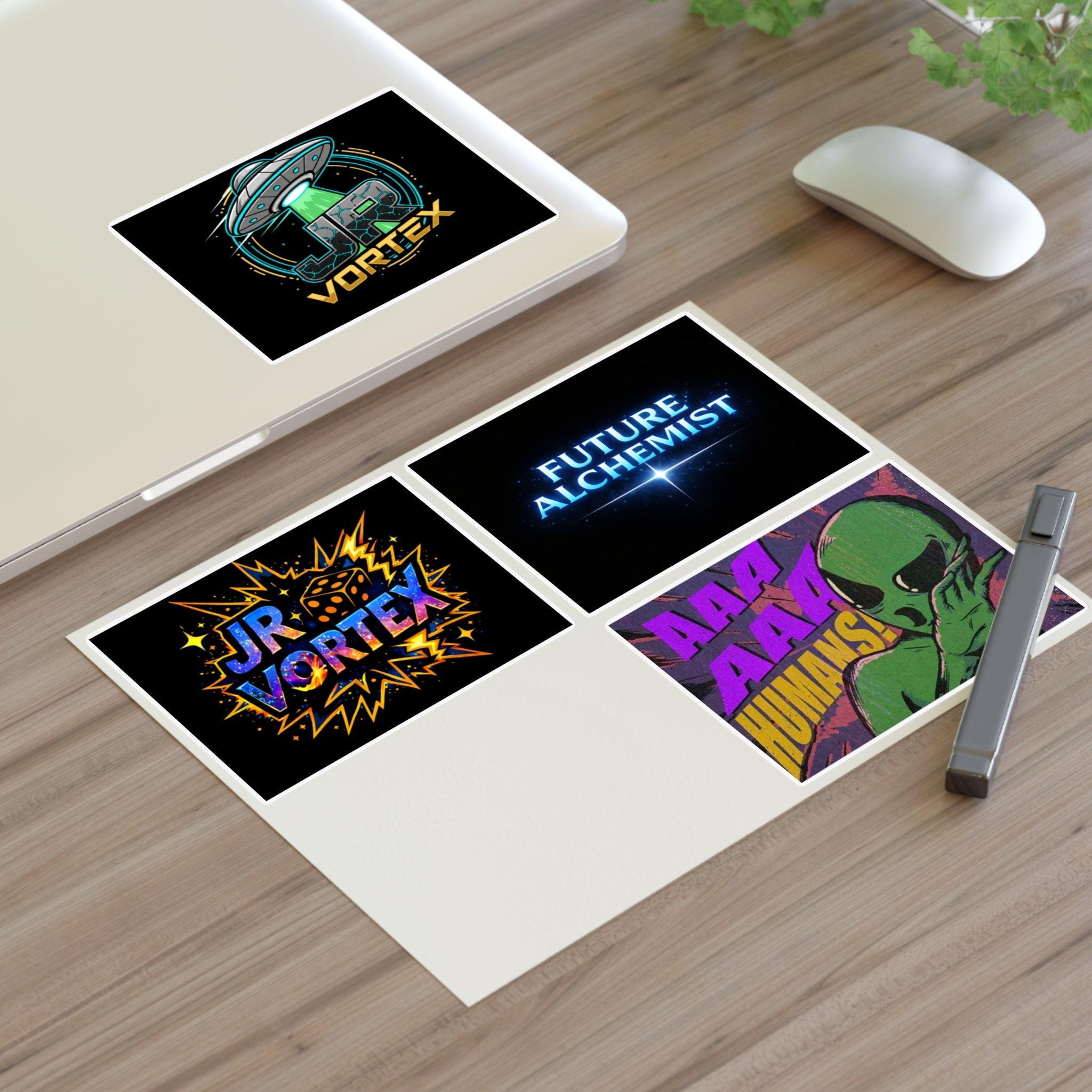 Alien Vibes Sticker Sheets — JR Vortex & PsyGas Neon Sticker Pack Printify