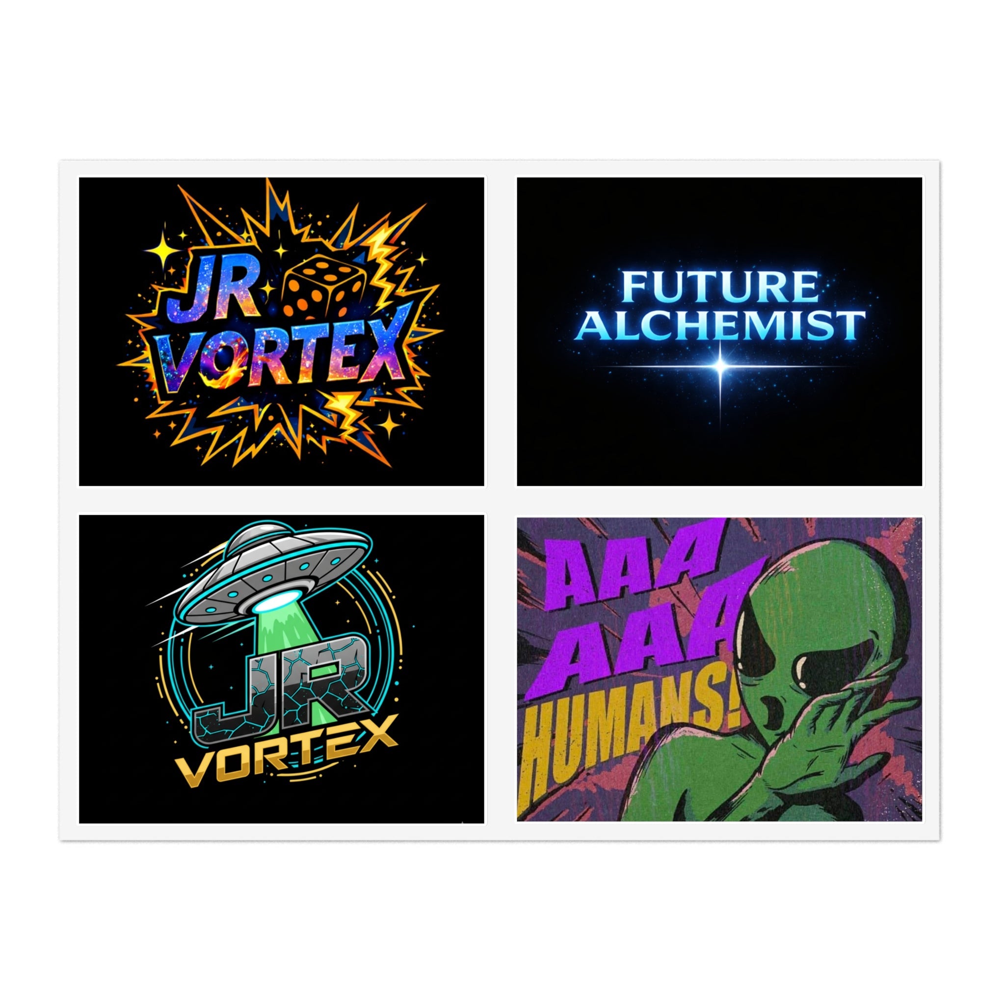 Alien Vibes Sticker Sheets — JR Vortex & PsyGas Neon Sticker Pack Printify