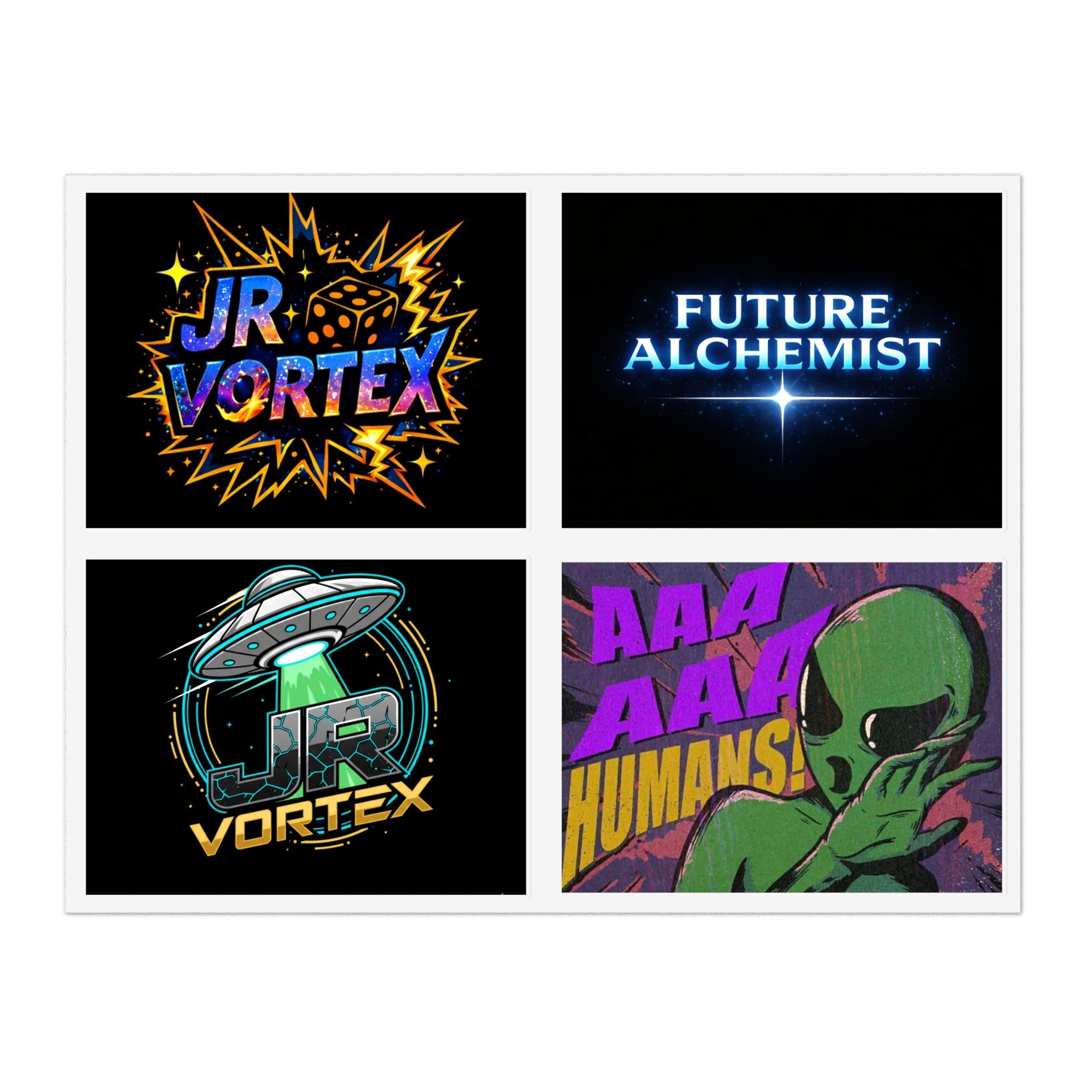 Alien Vibes Sticker Sheets — JR Vortex & PsyGas Neon Sticker Pack Printify
