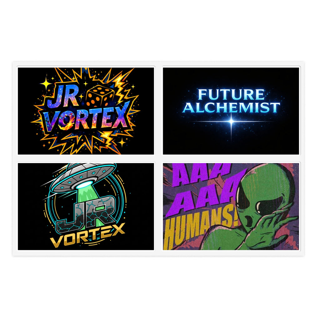 Alien Vibes Sticker Sheets — JR Vortex & PsyGas Neon Sticker Pack Printify