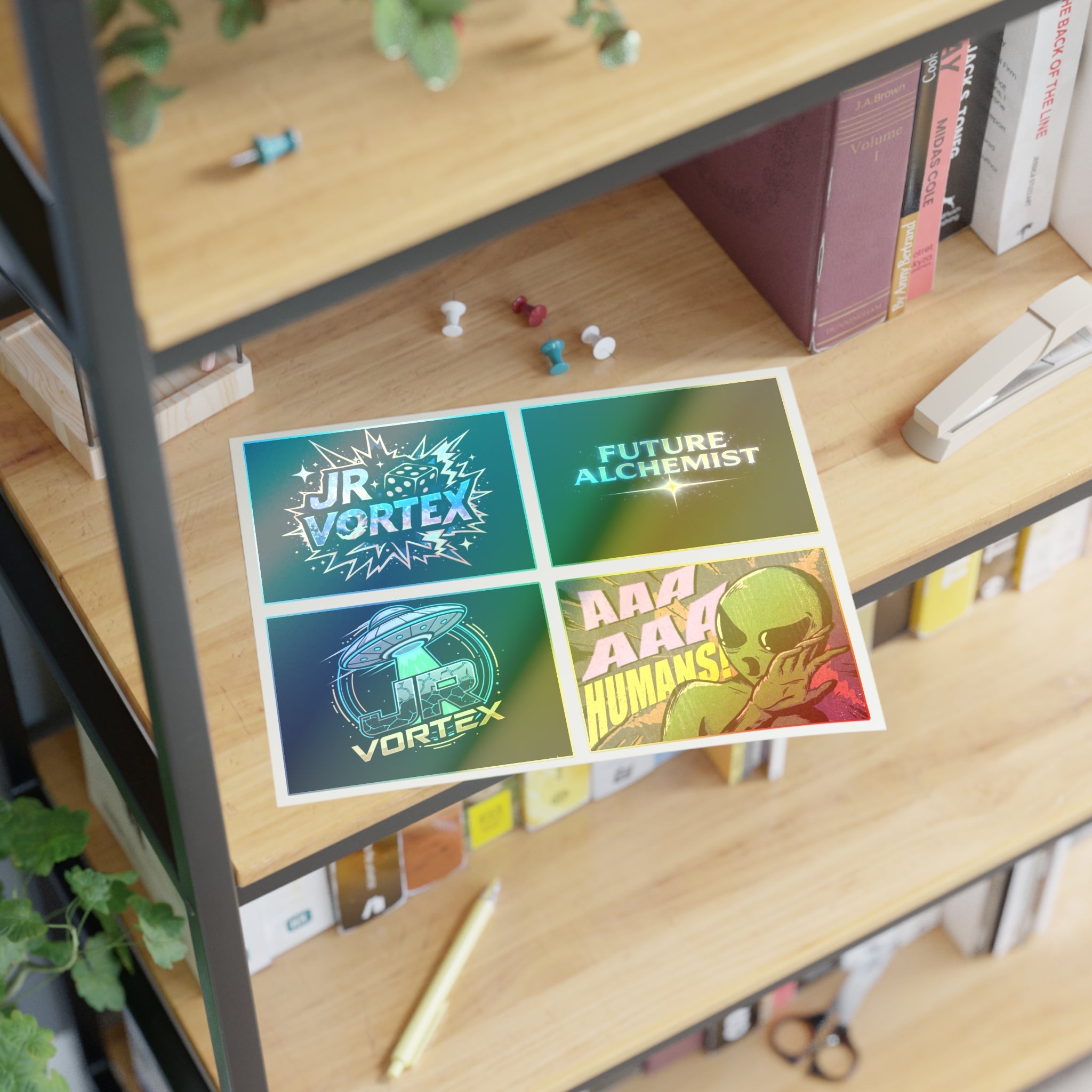 Alien Vibes Sticker Sheets — JR Vortex & PsyGas Neon Sticker Pack Printify