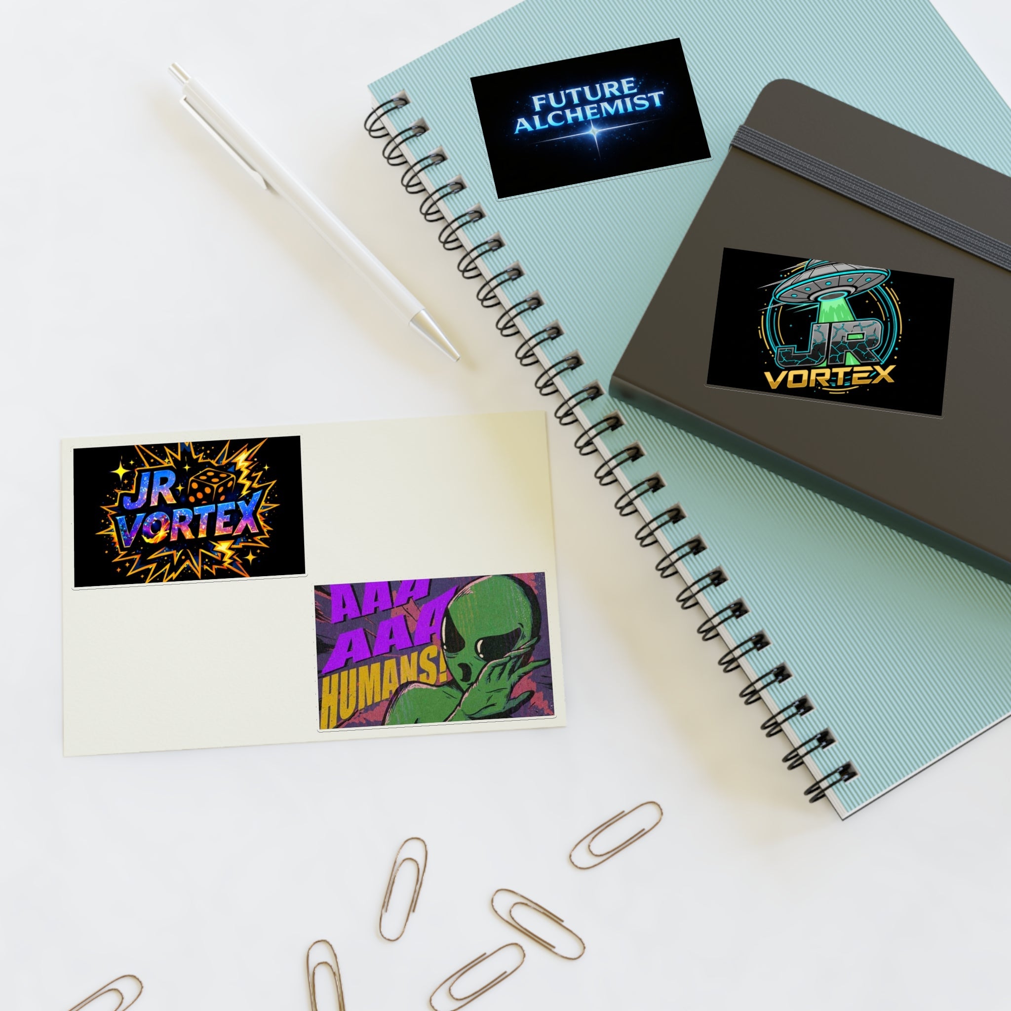 Alien Vibes Sticker Sheets — JR Vortex & PsyGas Neon Sticker Pack Printify